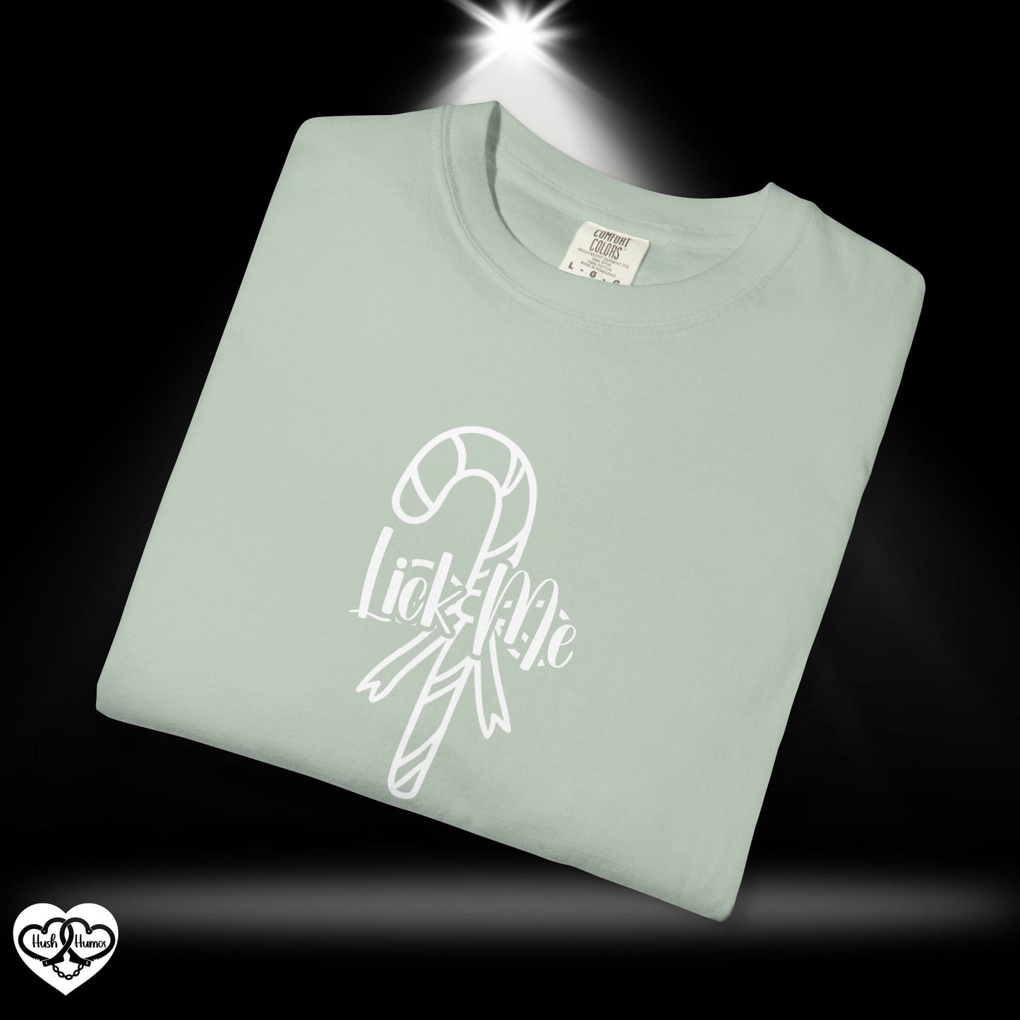 Lick Me Naughty Candy Cane Christmas Tee – Funny Adult NSFW Holiday Party Shirt