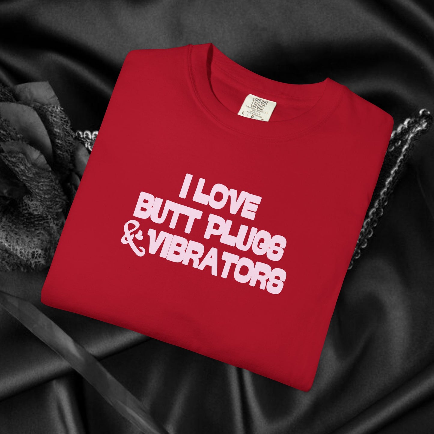 Naughty Women's Comfort Colors T-shirt, Funny Butt Plug & Vibrator Tee, Risque Party Apparel