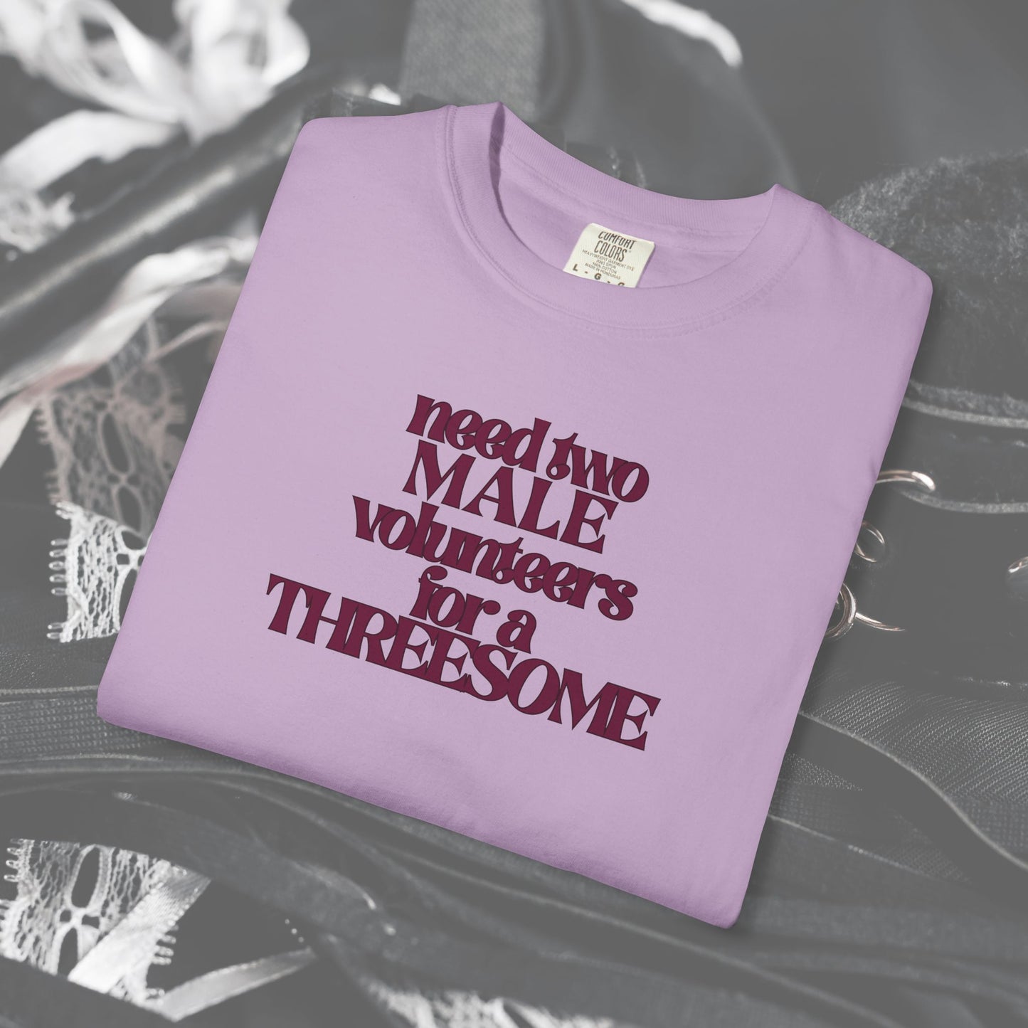 Need Two Male Volunteers for a Threesome T-Shirt – Single Woman Dirty Humor Tee