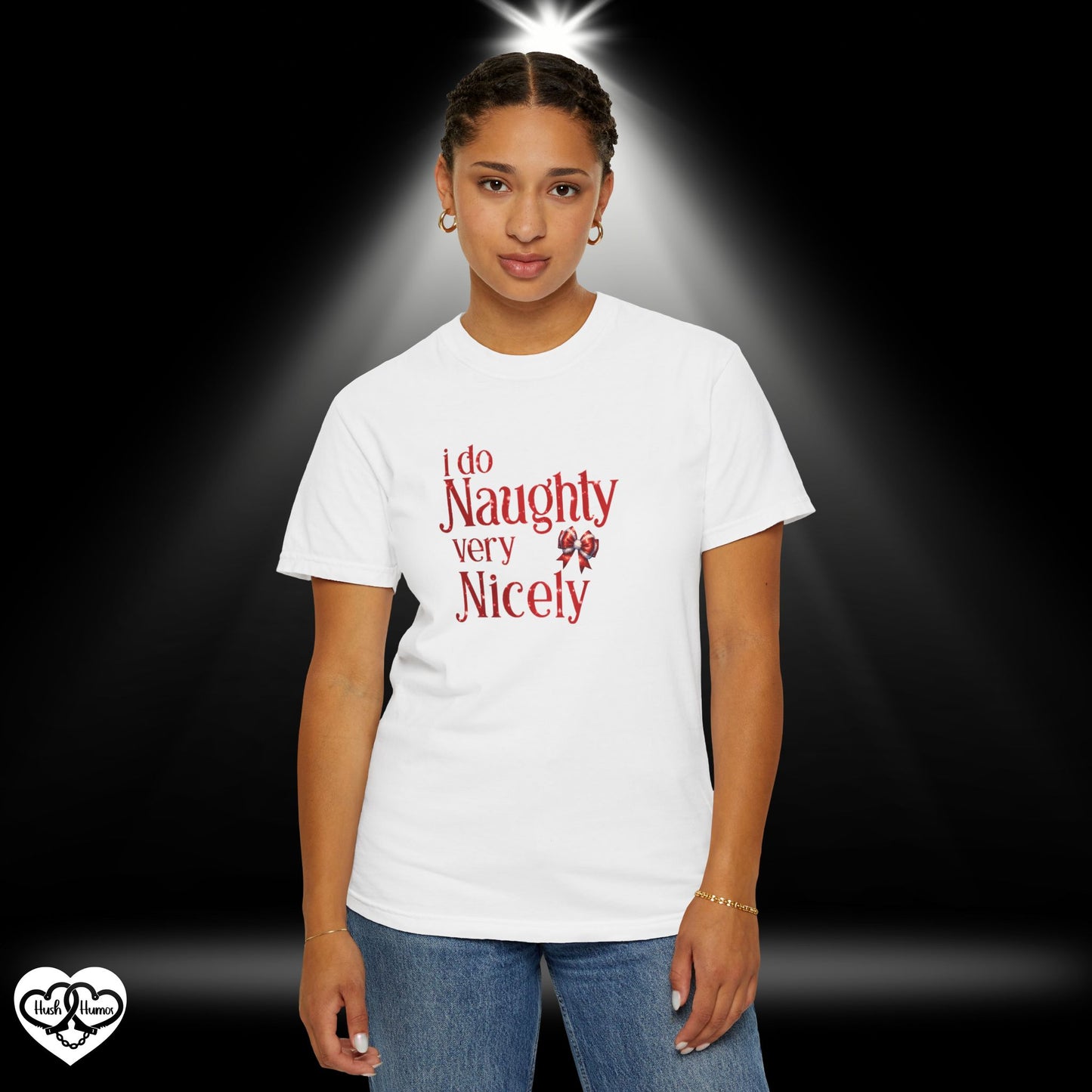 I Do Naughty Very Nicely Christmas Tee – Funny Adult Holiday Party Shirt