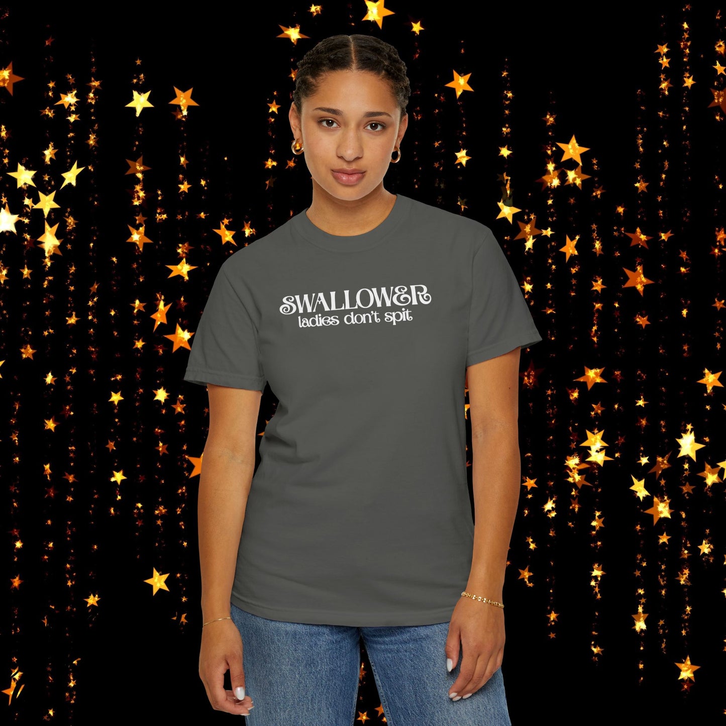 Naughty Swallower T-Shirt – Funny Oral Sex Tee for Women – Dirty Adult Humor Gift