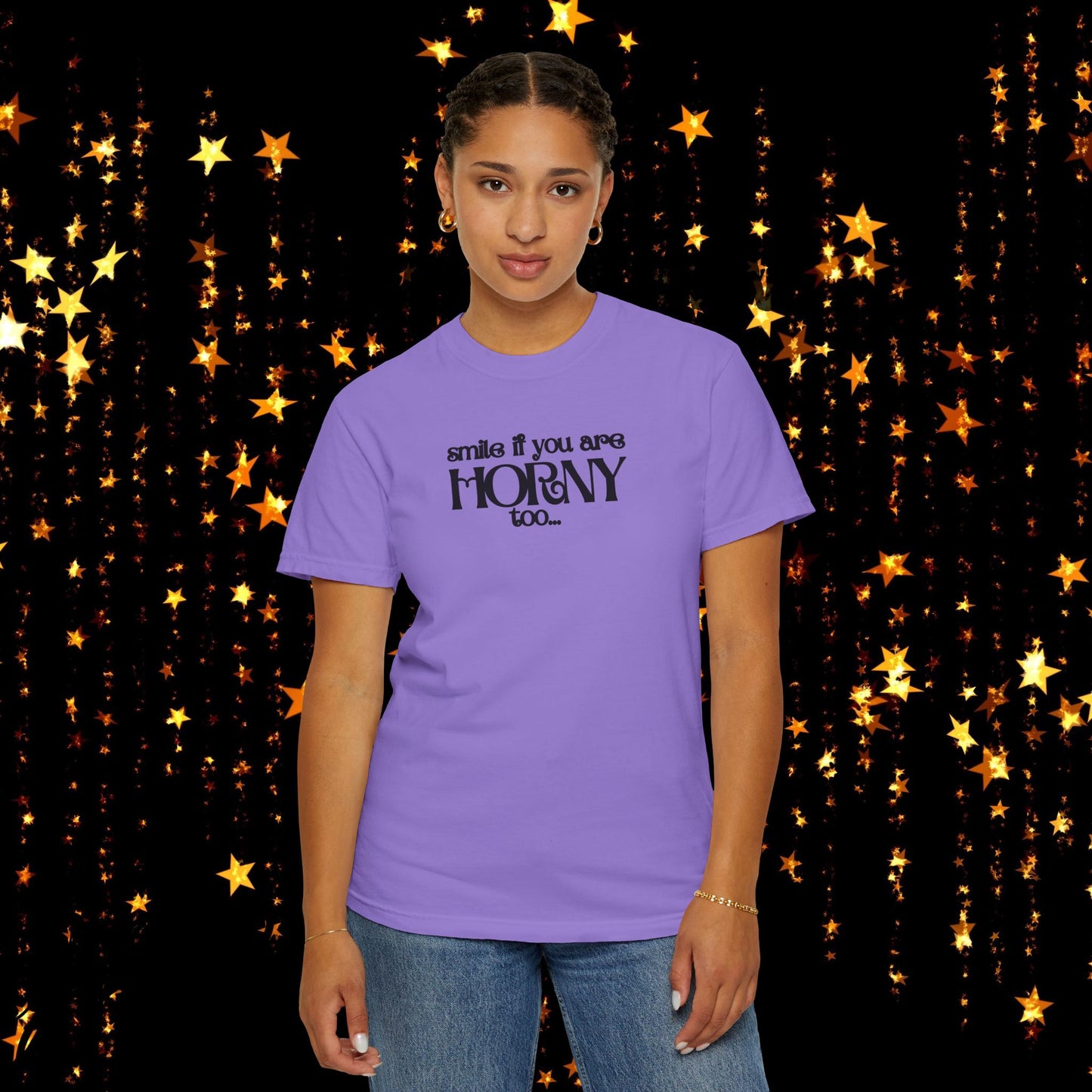 Smile If You Are Horny Too Naughty Women's Shirt – Fun Wife Gift, Offensive Comfort Colors NSFW T-Shirt, Dirty Joke Tee, Rude Ladies Top