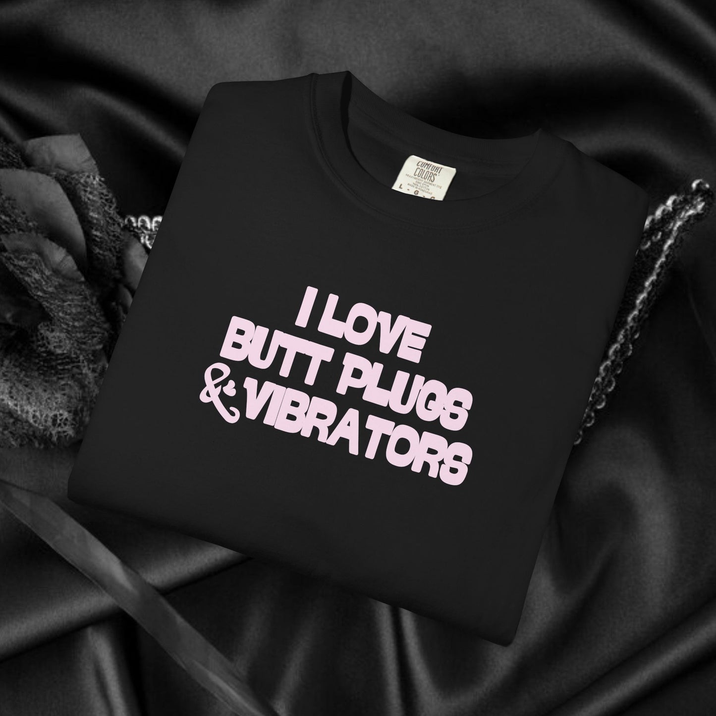 Naughty Women's Comfort Colors T-shirt, Funny Butt Plug & Vibrator Tee, Risque Party Apparel