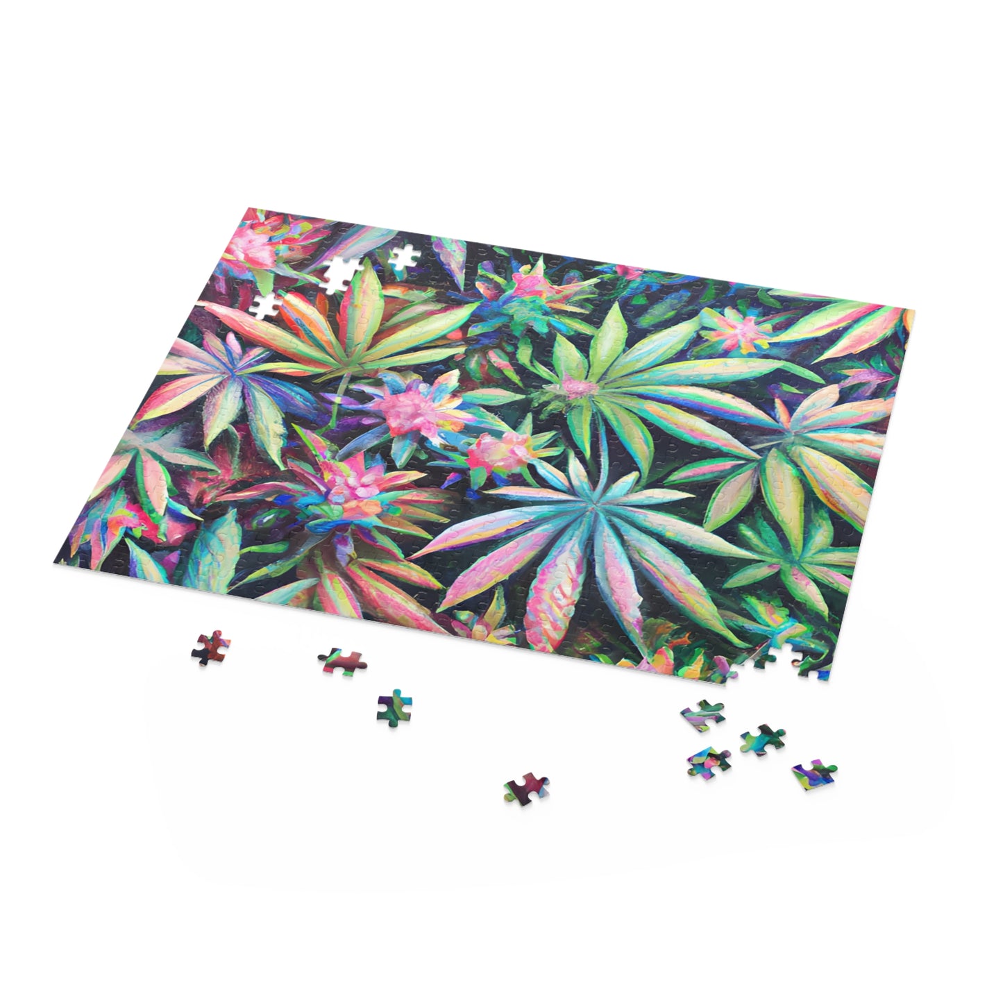 Vibrant Leaf Puzzle – Trippy Pastel Print for Chill Vibes | Gift-Ready Fun for Artsy Minds