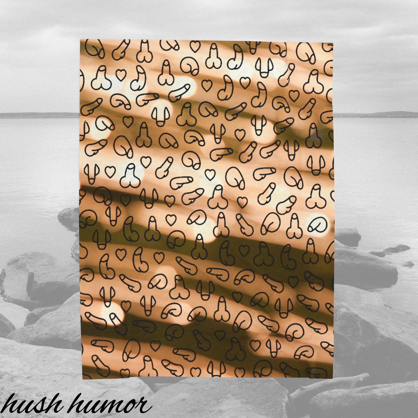 Sandy Dunes Beach Vibe Penis Plush Blanket, Humorous Gift, Cozy D*ck Blanket, Gag Gift, Naughty Willy Velveteen Blanket