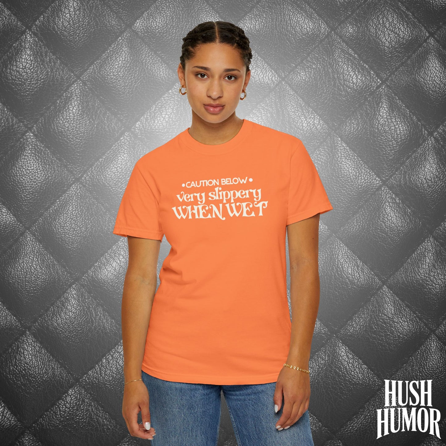Slippery When Wet T-Shirt | Funny Dirty Girl Graphic Tee | Inappropriate Sex Humor Shirt for Women | Adult Sarcastic NSFW Shirt
