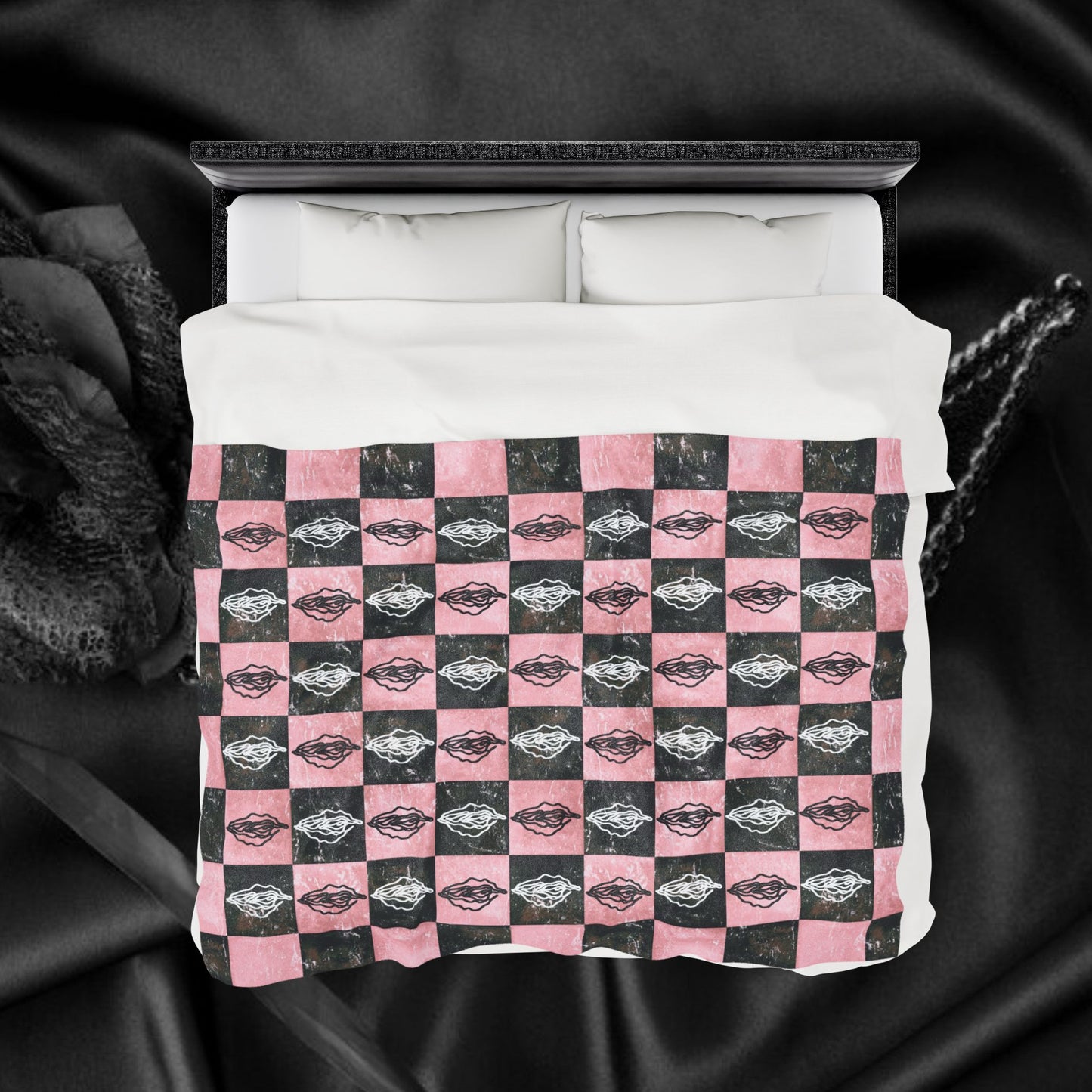 Vintage Style Female Sex Print Blanket, Sexy Feminist gift, Lesbian Bachelorette Gift idea