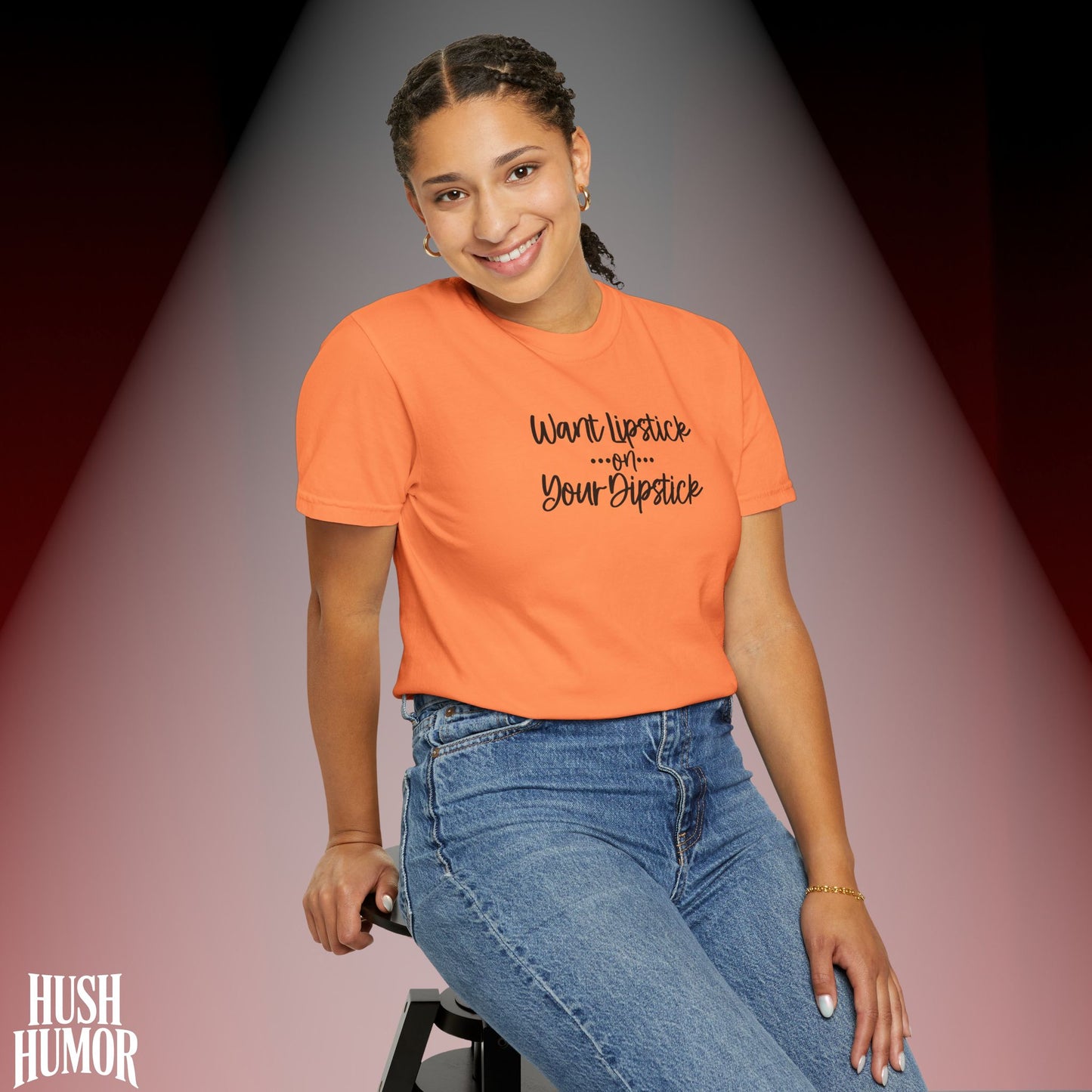 Lipstick on Your Dipstick T-Shirt | Naughty FEMdom Oral Art Tee for Women | Dirty Funny Sex Shirt | Inappropriate Bold Adult Party Apparel