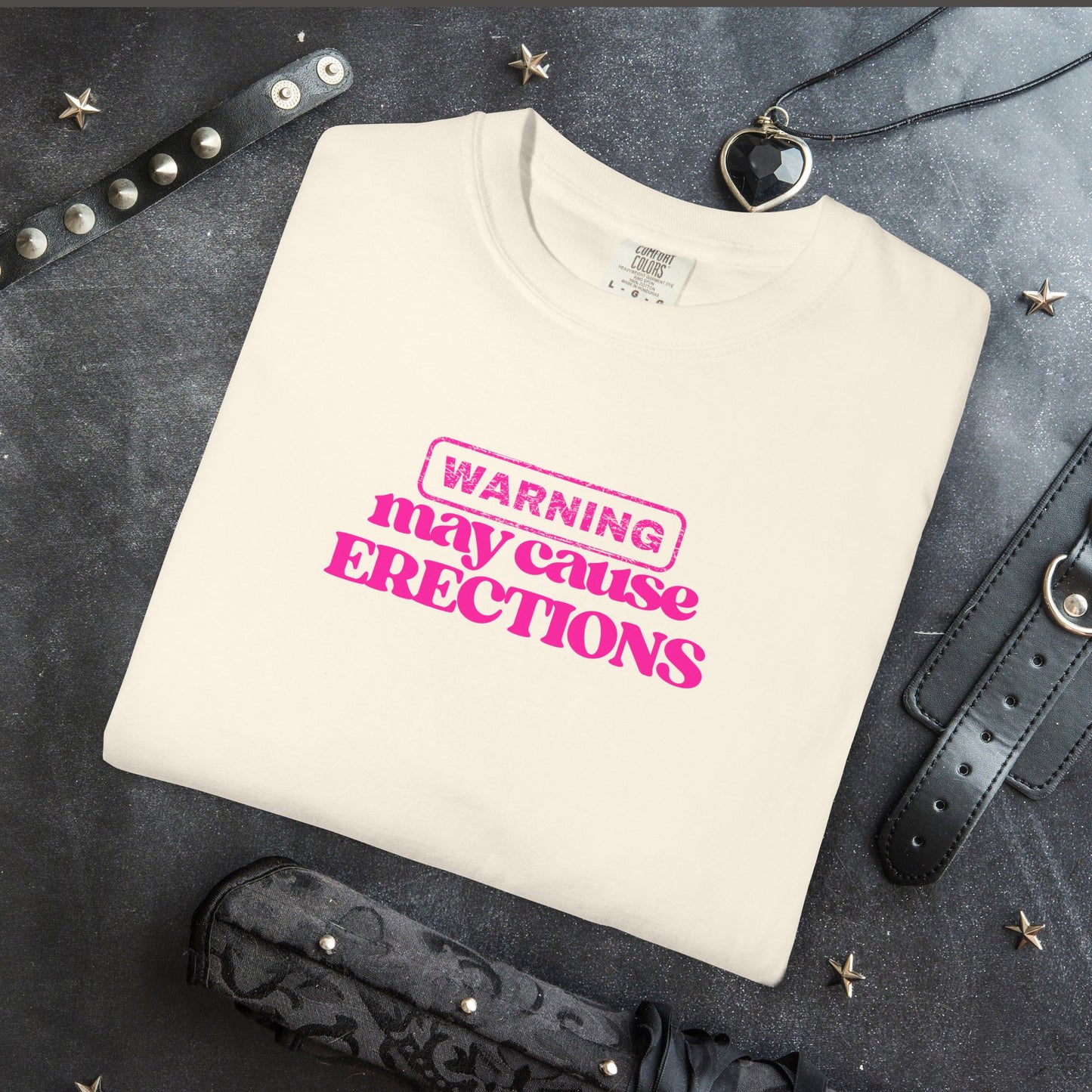 WARNING May Cause Erections Naughty Unisex T-Shirt – Inappropriate Comfort Colors Tee for Women
