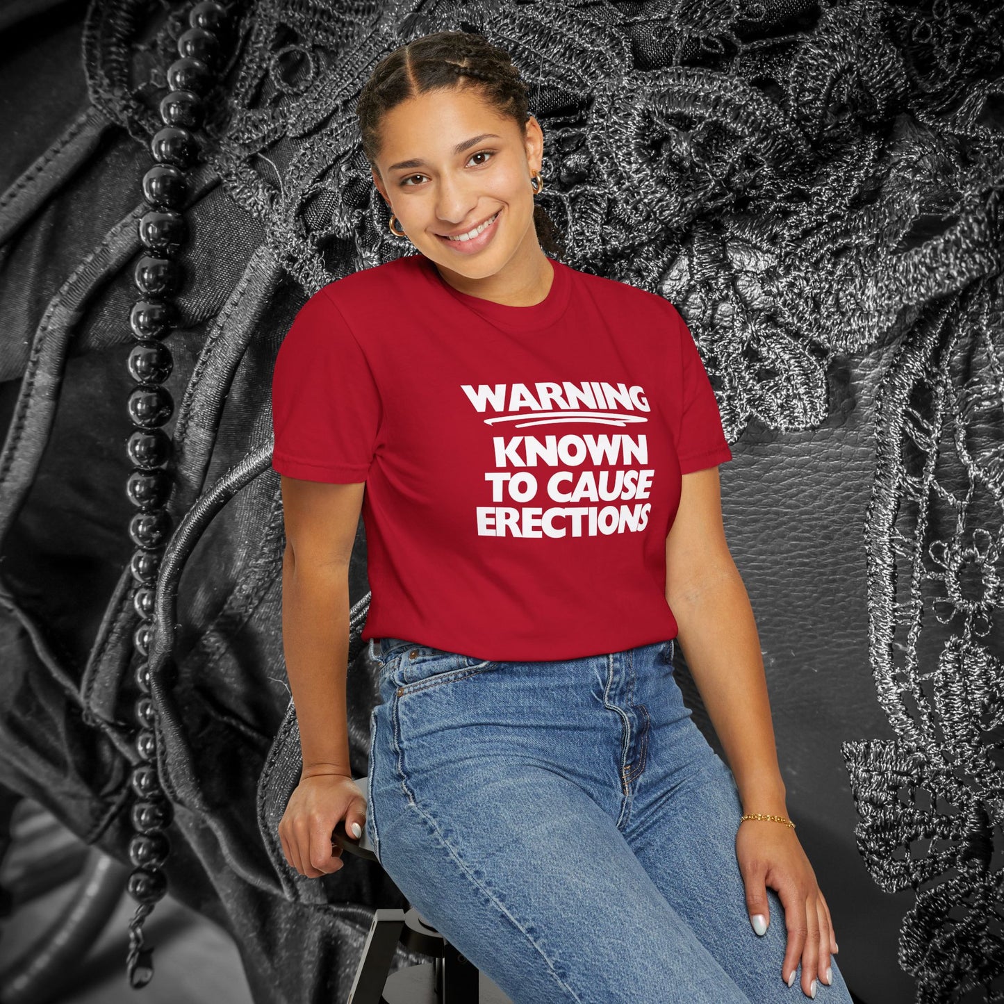 Naughty Shirt – WARNING Known to Cause Erections Adult Garment-Dyed Comfort Colors Tee