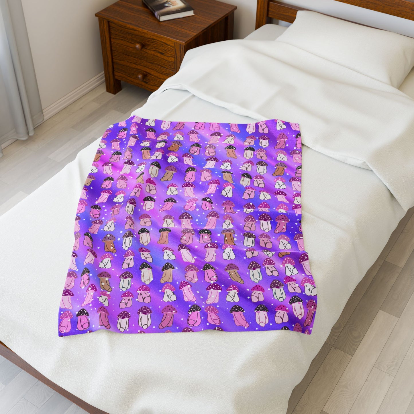 Mushroom Penis Purple Sofa Blanket | Offensive Adult Gag Gift | Rude C*ck Blanket