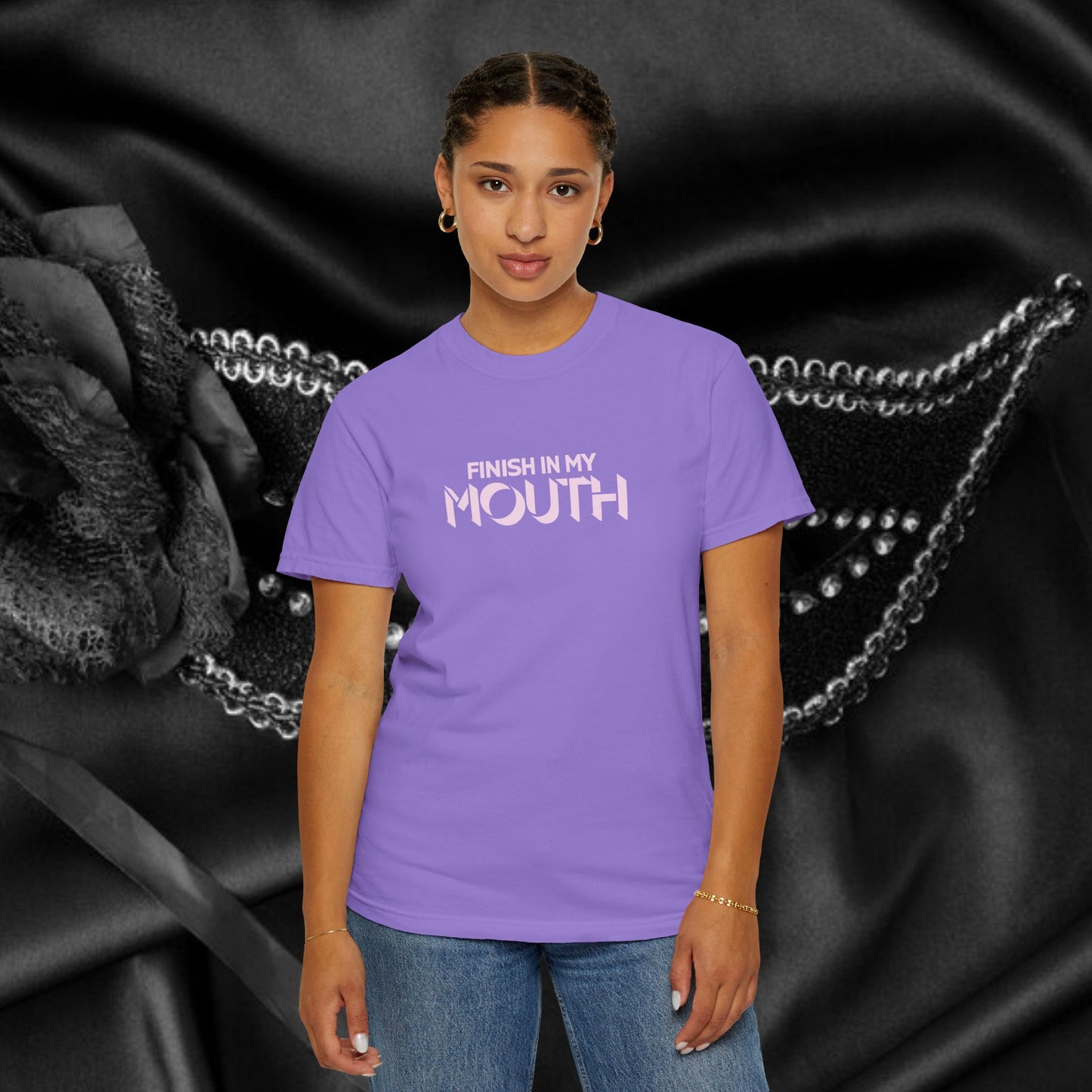 Naughty Shirt – Finish in My Mouth Offensive Hot Wife T-Shirt, NSFW Comfort Colors Pepper Tee