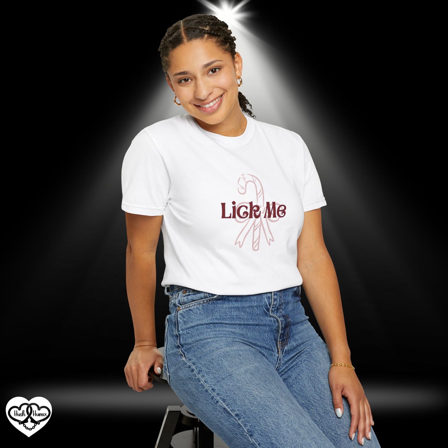 Lick Me Candy Cane Christmas Tee – Funny Adult Holiday Party Shirt