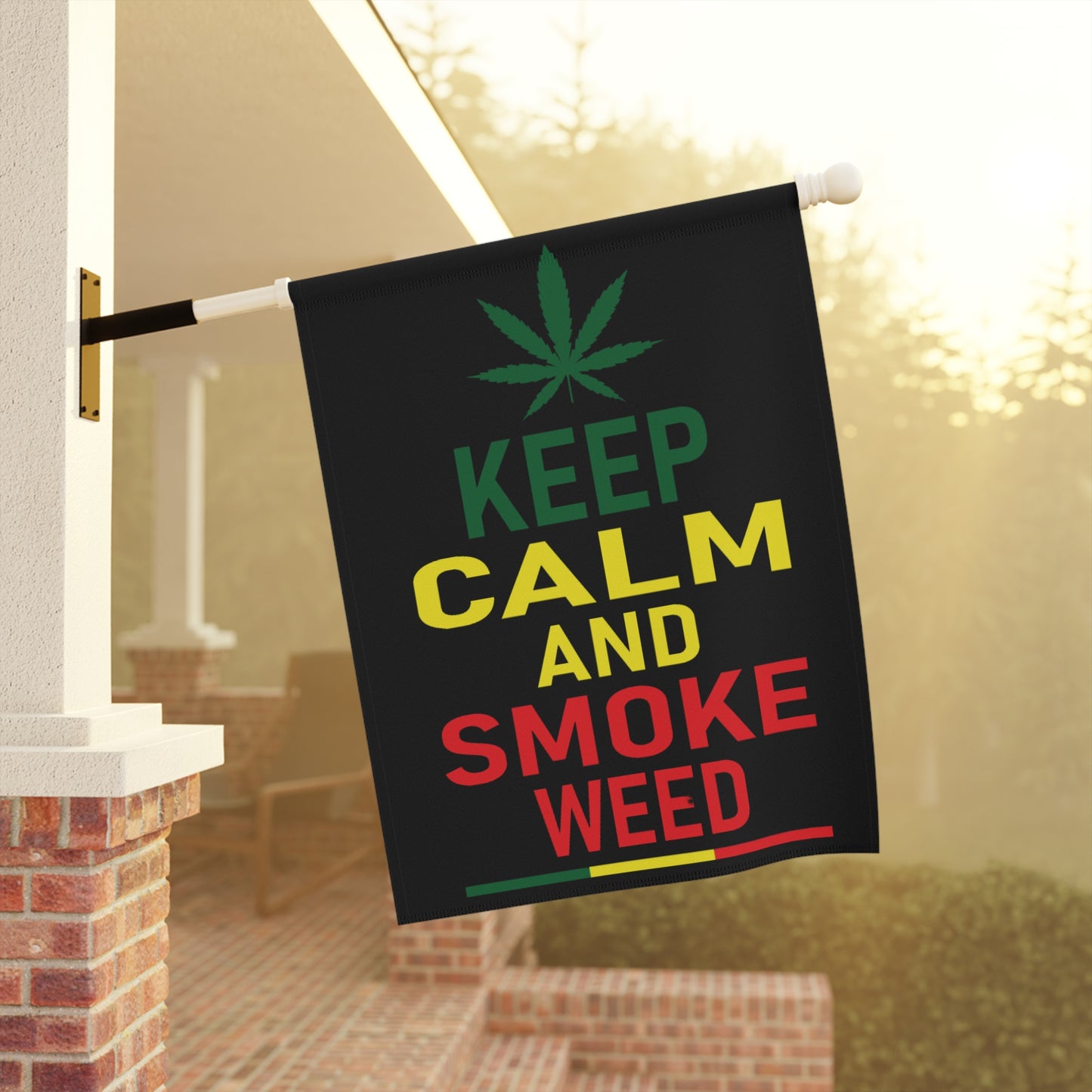 Keep Calm and Smoke Weed Garden Flag – 420 Home Decor Gift