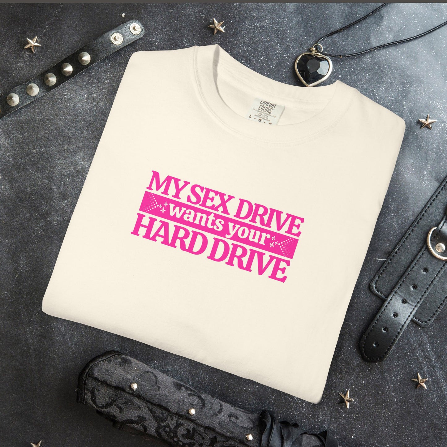 My Sex Drive Wants Your Hard Drive Naughty Women's Shirt – Suggestive Tee, Funny Gift, Sexy Apparel, Playful Party T-Shirt