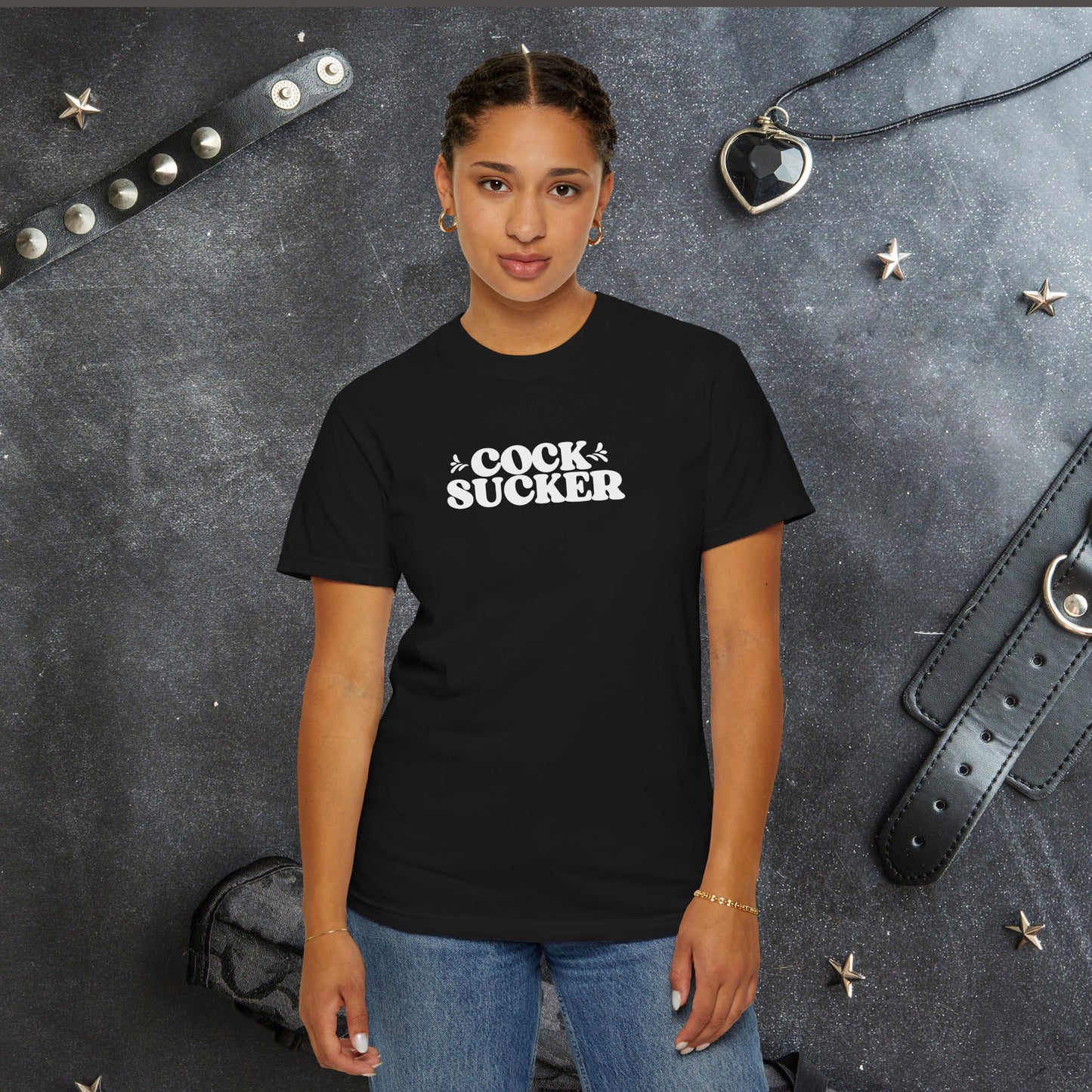 C*ck Sucker Offensive Ladies Comfort Colors T-Shirt – Hot Wife NSFW Party Tee