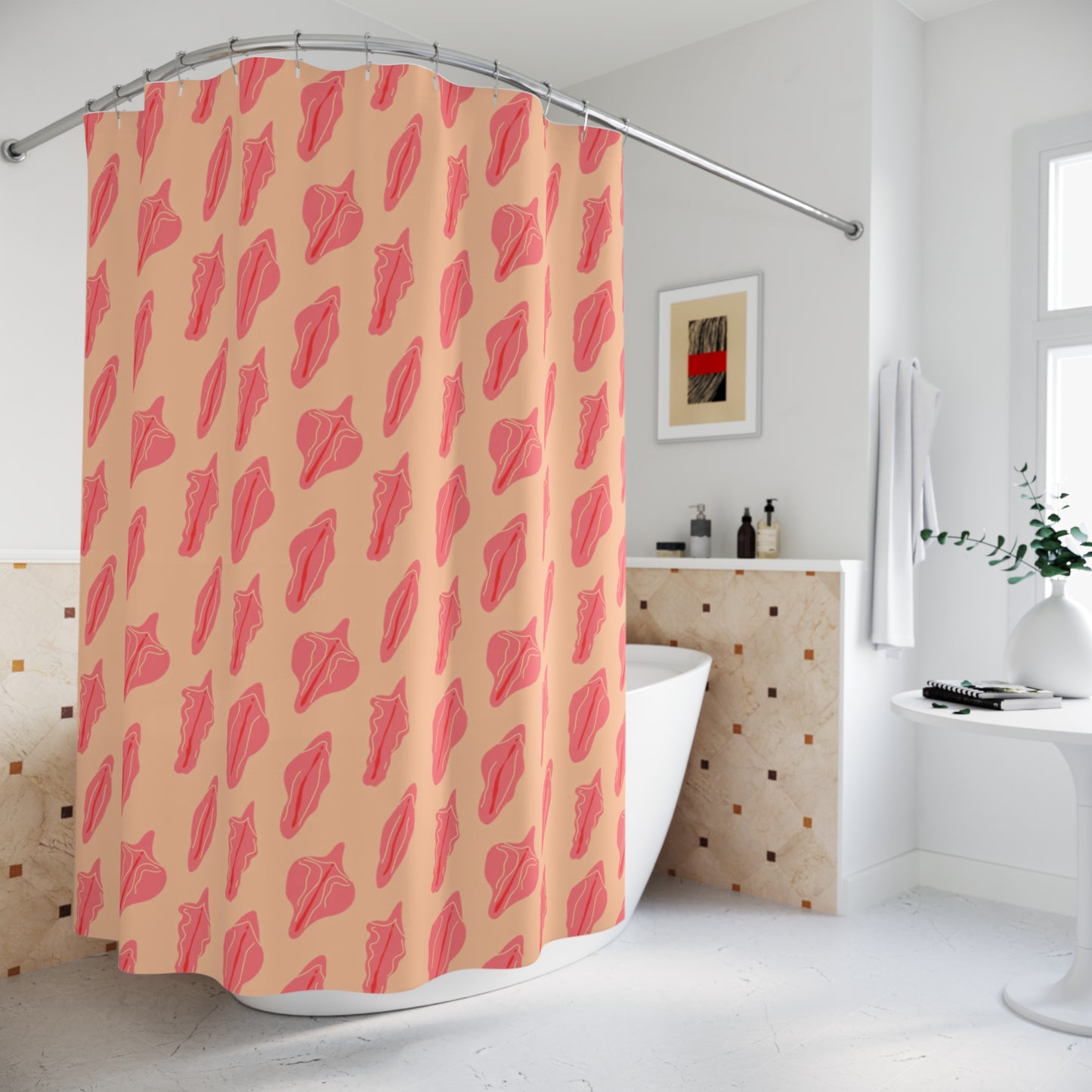 Eclectic Labia Shower Curtains, Feminist Vagina Print, Lesbian Bachelorette Present