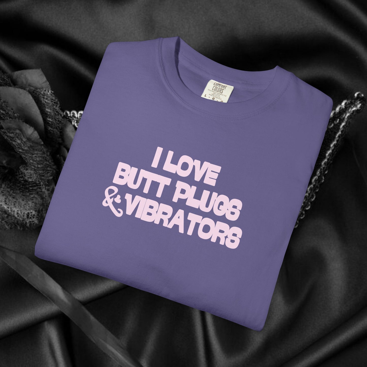 Naughty Women's Comfort Colors T-shirt, Funny Butt Plug & Vibrator Tee, Risque Party Apparel