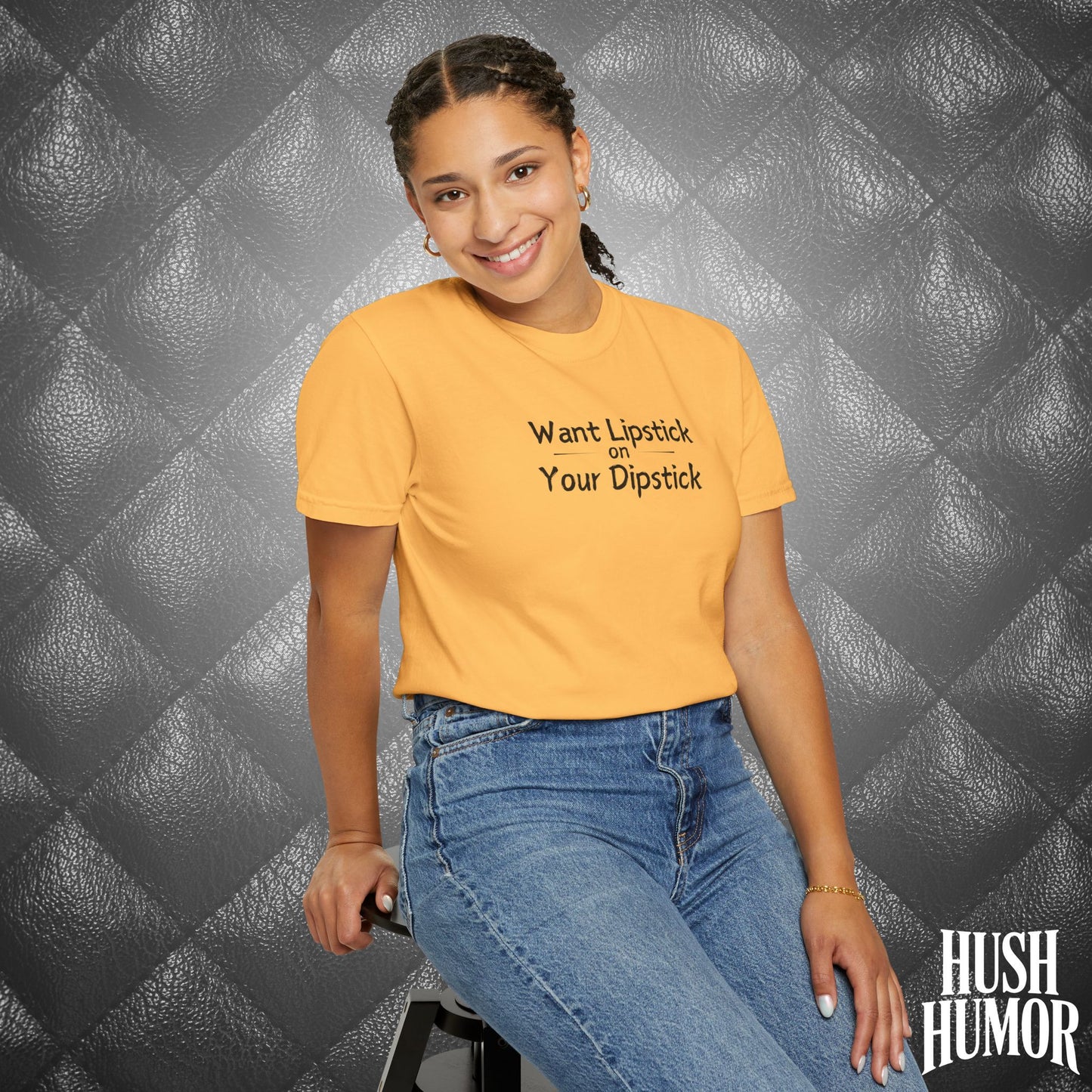 Lipstick on Your Dipstick T-Shirt | Naughty fun Oral Skils Tee for Women | Dirty Funny Sex Shirt | Inappropriate Bold Adult Party Apparel