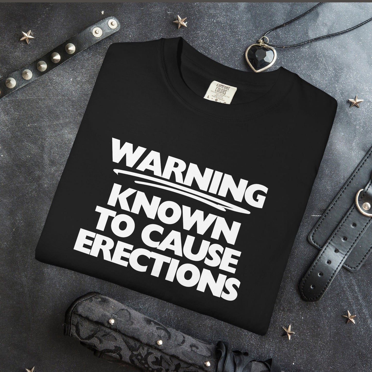 Naughty Shirt – WARNING Known to Cause Erections Adult Garment-Dyed Comfort Colors Tee