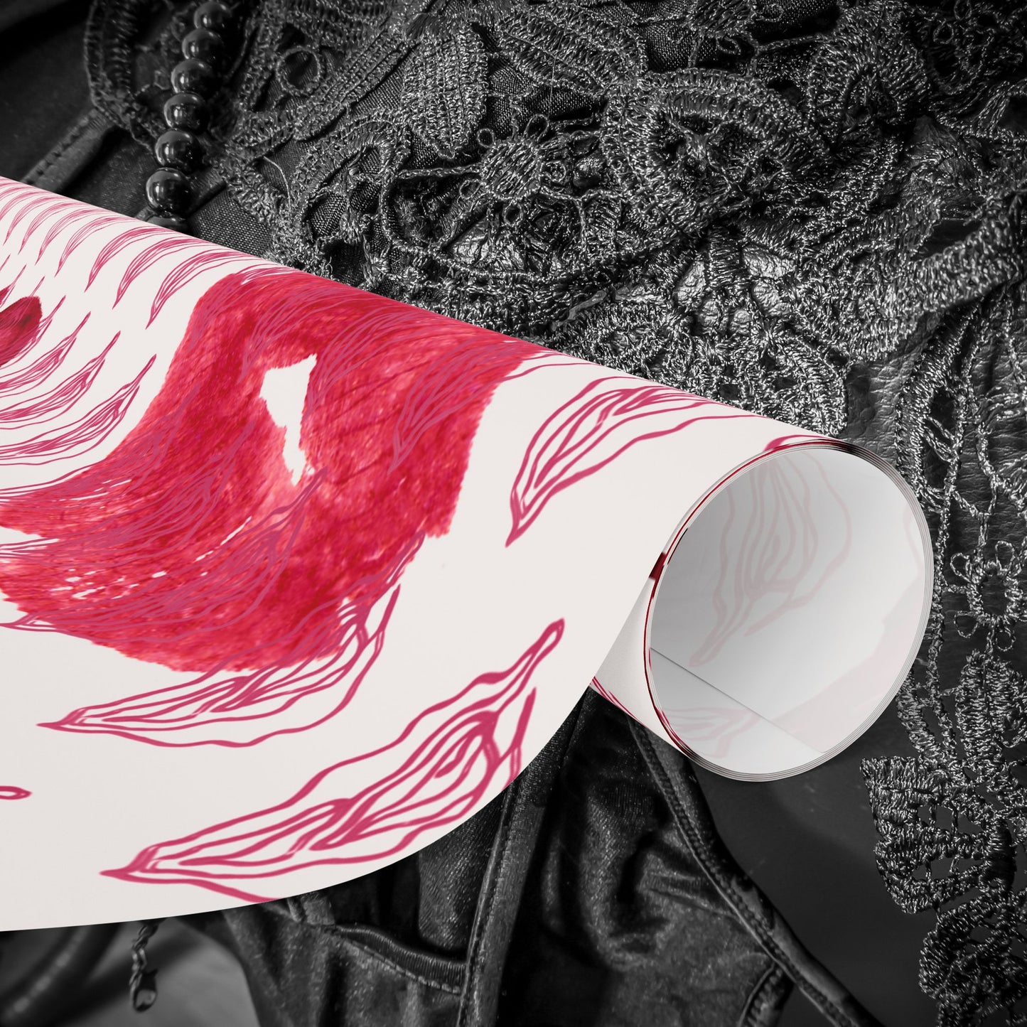 Chic Vagina Heart & Roses Gift Wrap, Naughty Paper, Psssy Love Present