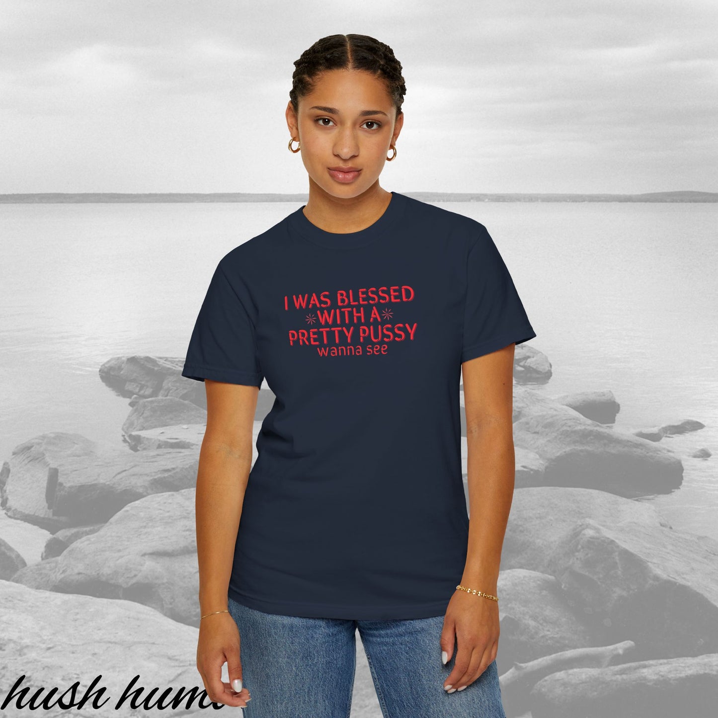 I Was Blessed With a Pretty P*ssy T-Shirt – Naughty Girl P*ssy Power MILF Shirt, Adult Humor Party Tee