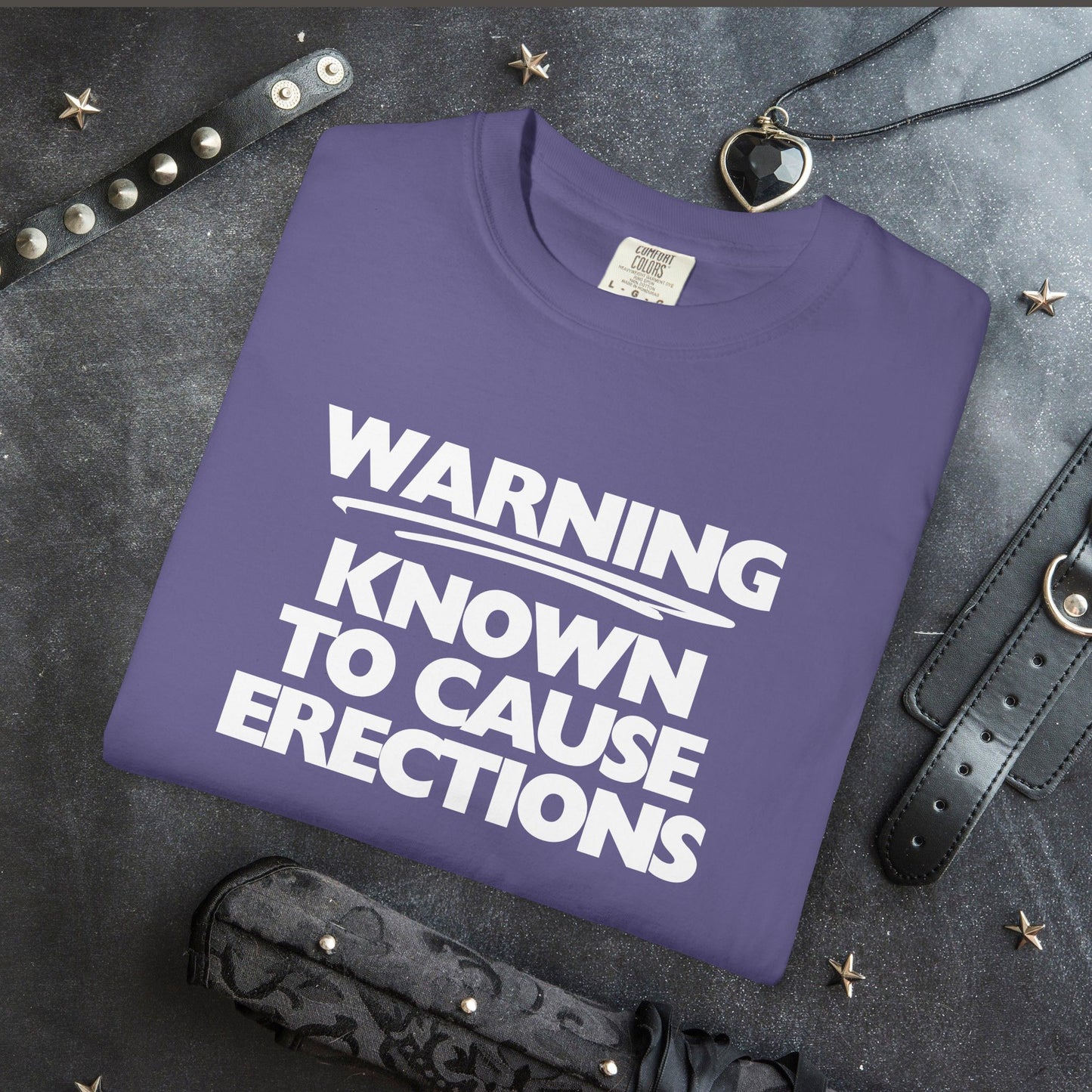 Naughty Shirt – WARNING Known to Cause Erections Adult Garment-Dyed Comfort Colors Tee