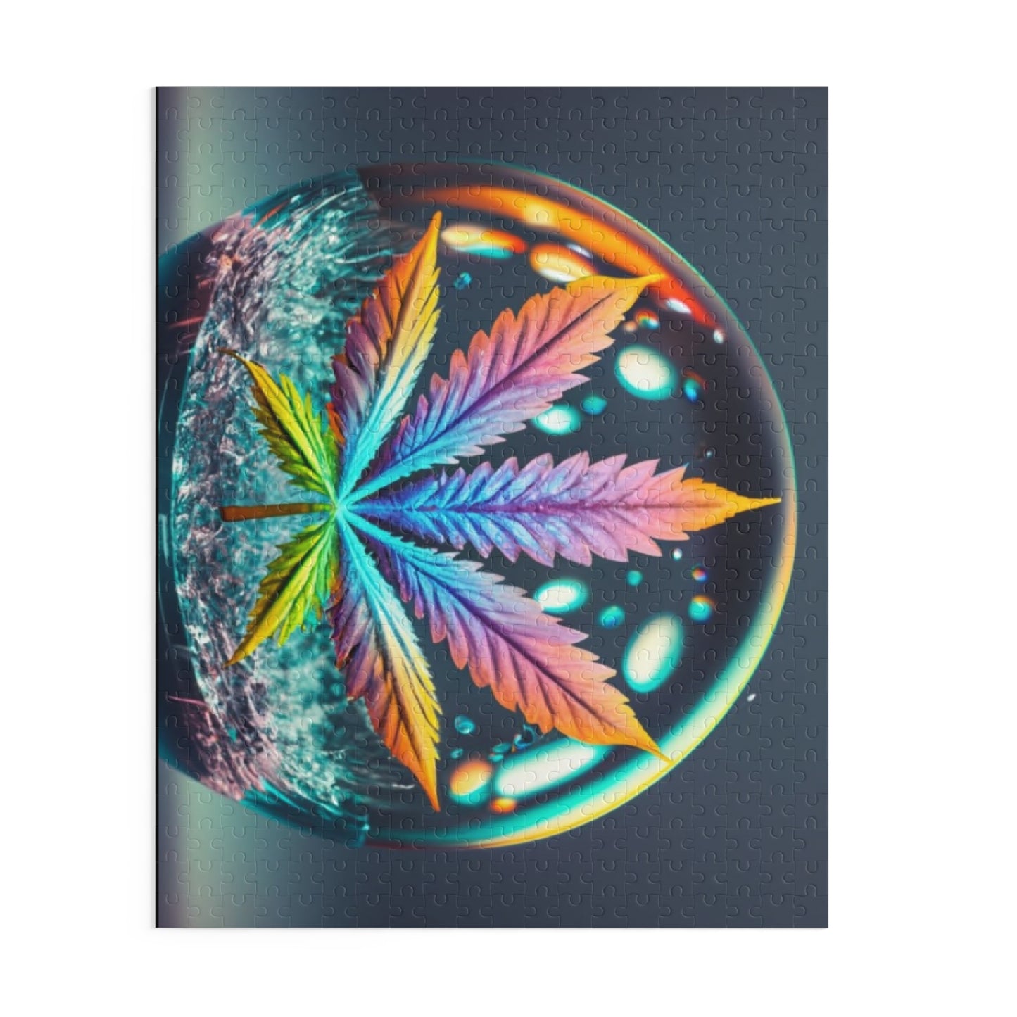 Psychedelic Leaf Tripping in a Glass Orb – Vibrant Adult Jigsaw Puzzle