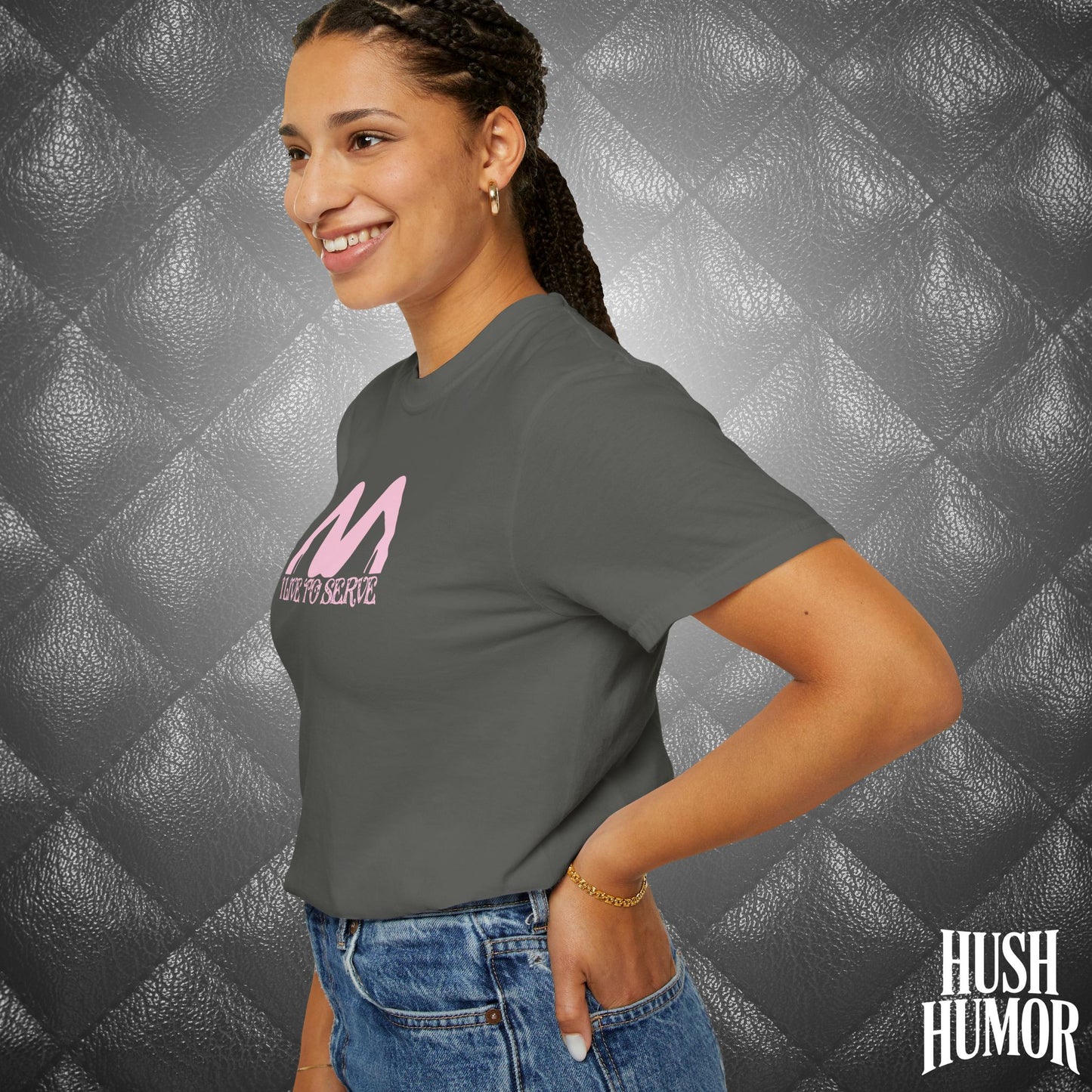I Live to Serve Submissive T-Shirt | BDSM Kink Shirt for Women Pink graphic tee