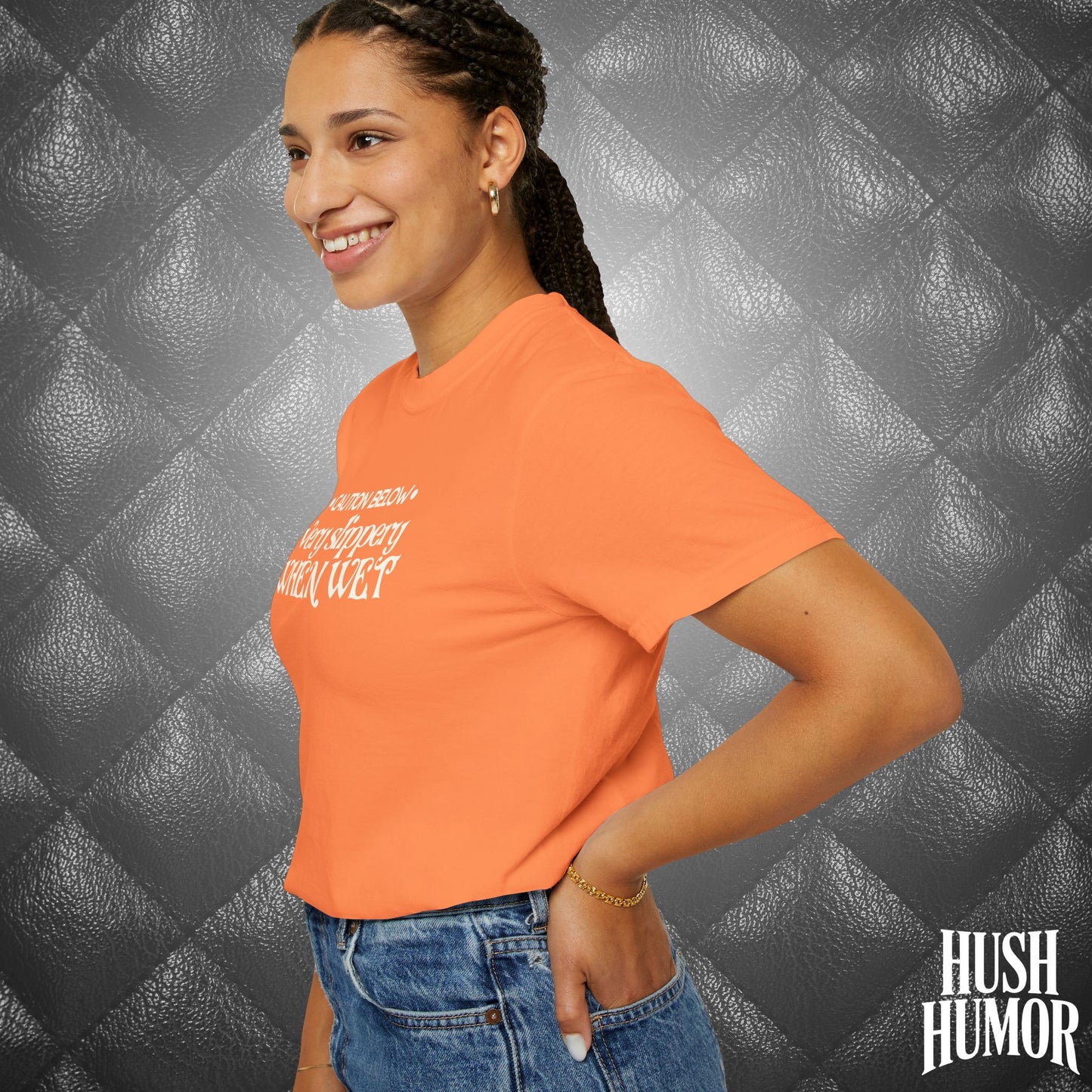Slippery When Wet T-Shirt | Funny Dirty Girl Graphic Tee | Inappropriate Sex Humor Shirt for Women | Adult Sarcastic NSFW Shirt