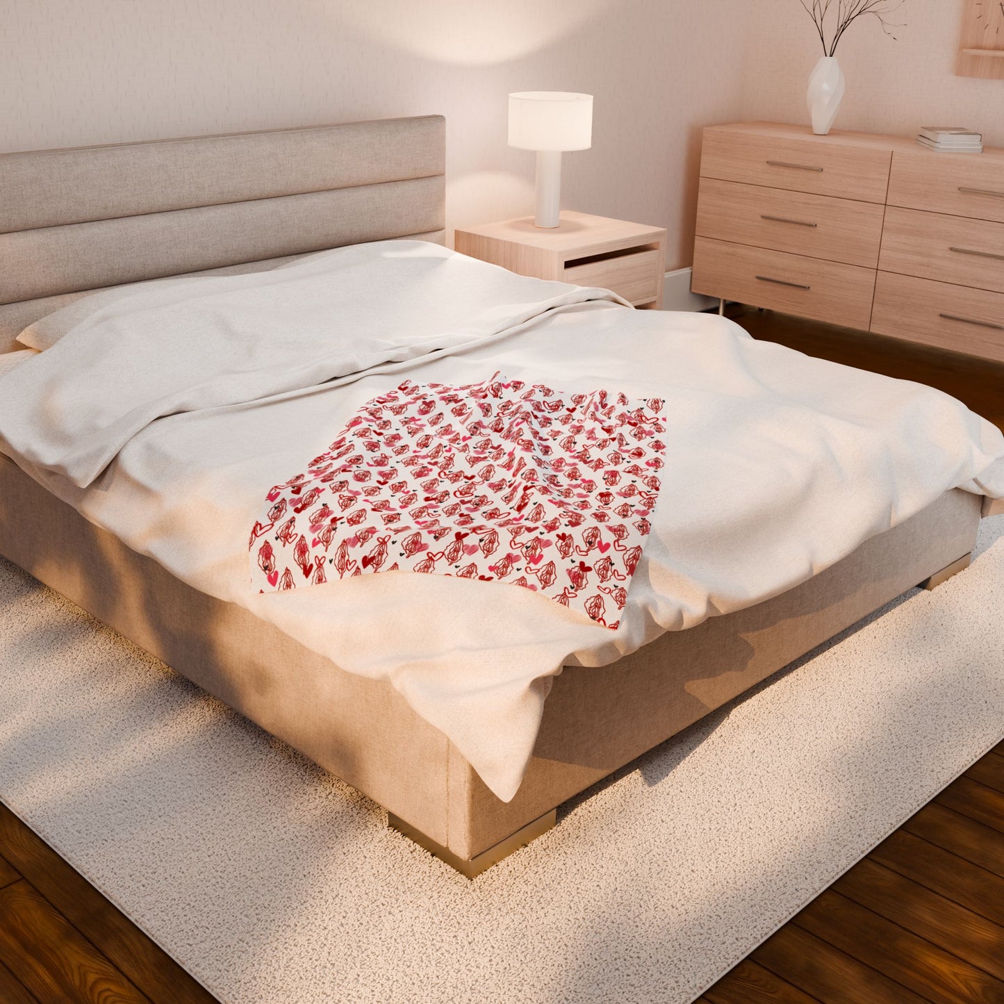 Vagina & hearts Print Blanket, Sexy Lesbian or Bachelorette Gift, Body Positive Women female gift
