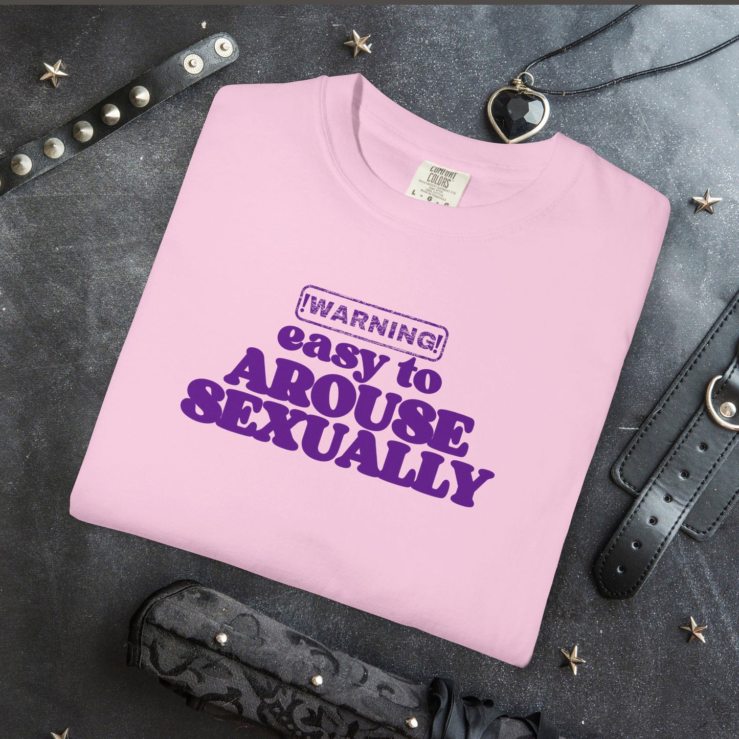 Naughty Girl Sexy T-Shirt – Comfort Colors Hot Wife Tee, Inappropriate NSFW Party Top, Easy to Arouse Unisex Garment-Dyed Shirt