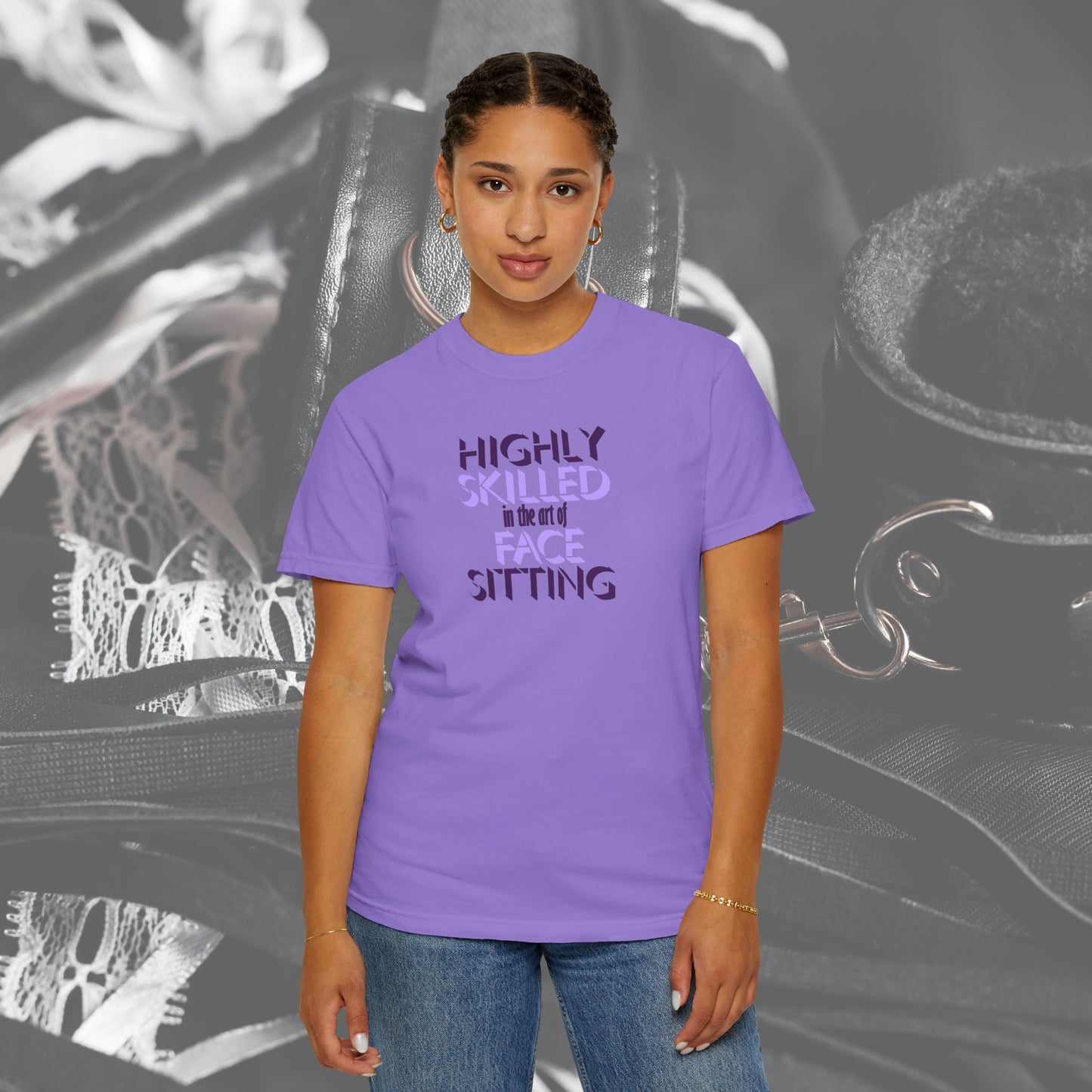 Naughty Women Face Sitting T-Shirt – Funny FEMdom Oral Sex NSFW Unisex Garment-Dyed Tee
