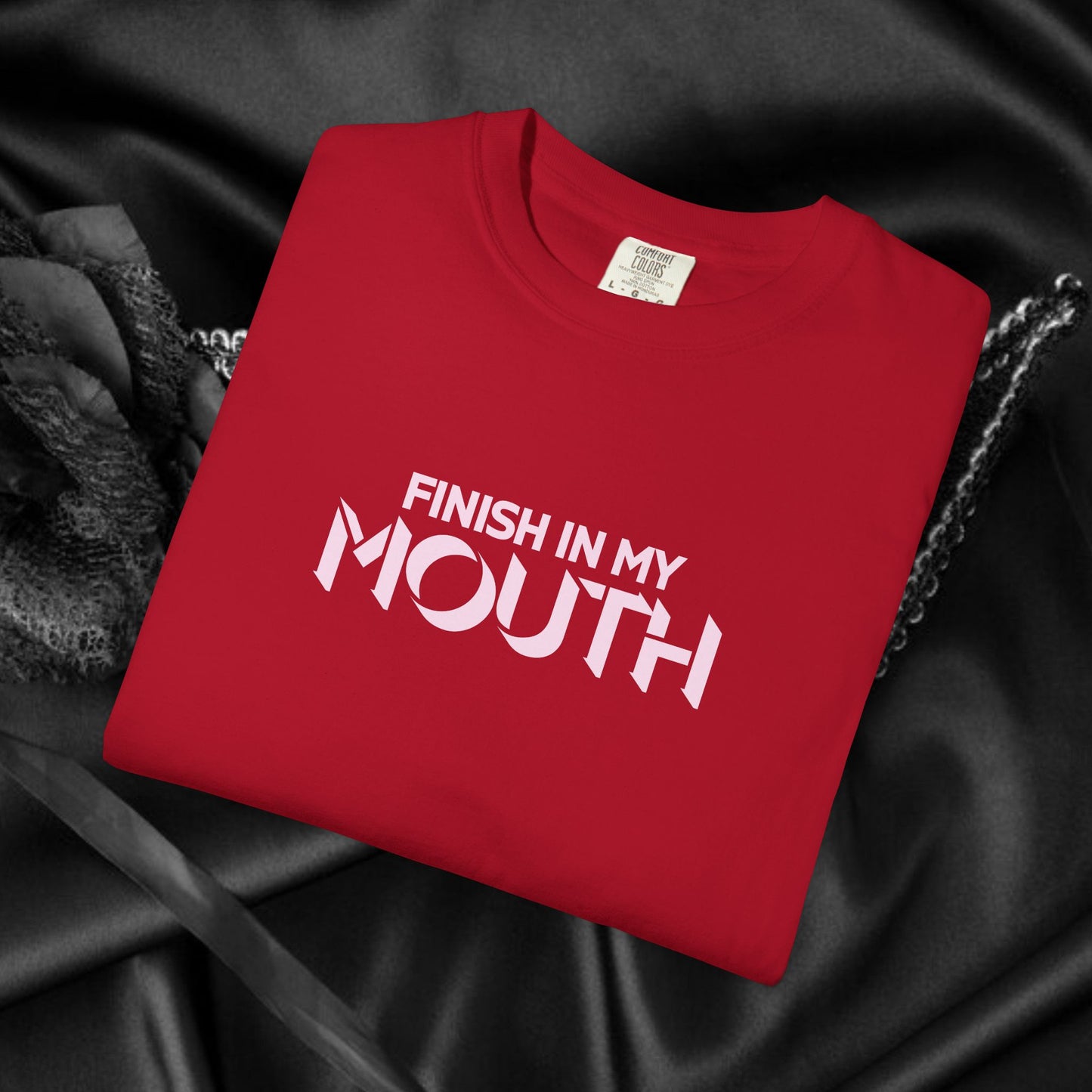Naughty Shirt – Finish in My Mouth Offensive Hot Wife T-Shirt, NSFW Comfort Colors Pepper Tee