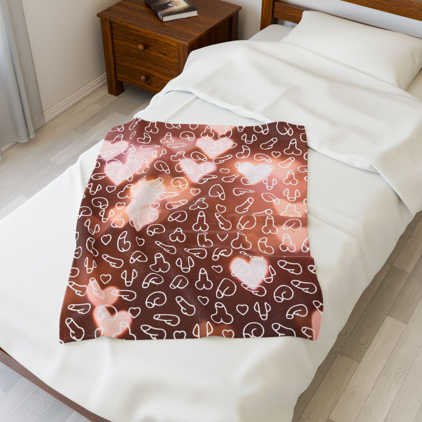 Soft Plush penis and glowing hearts blanket humorous cozy d*ck blanket gag gift soft warm dong throw