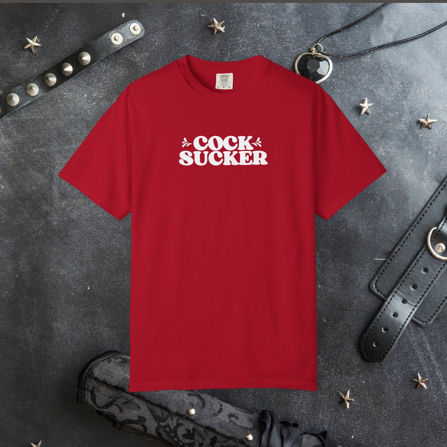 C*ck Sucker Offensive Ladies Comfort Colors T-Shirt – Hot Wife NSFW Party Tee