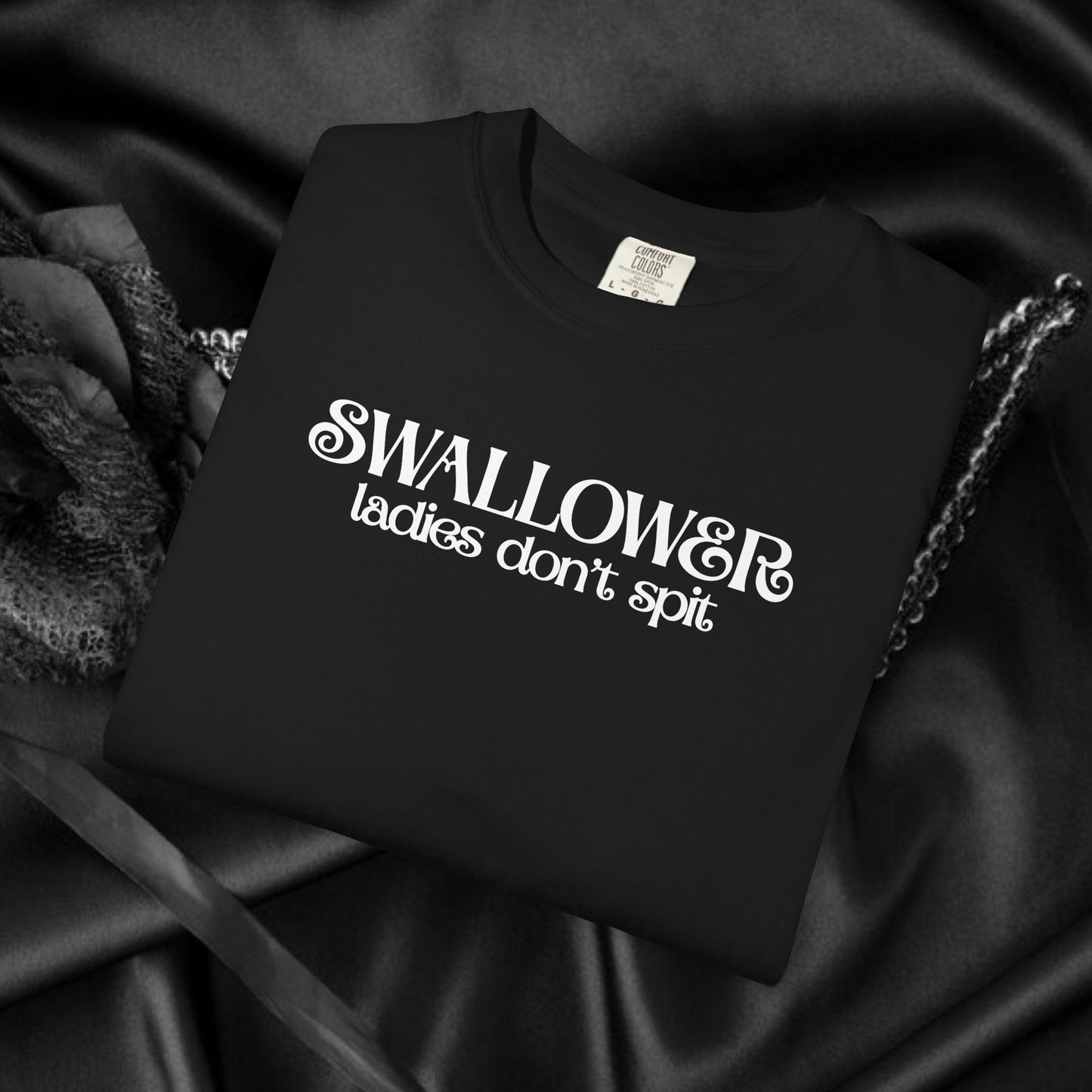 Naughty Swallower T-Shirt – Funny Oral Sex Tee for Women – Dirty Adult Humor Gift