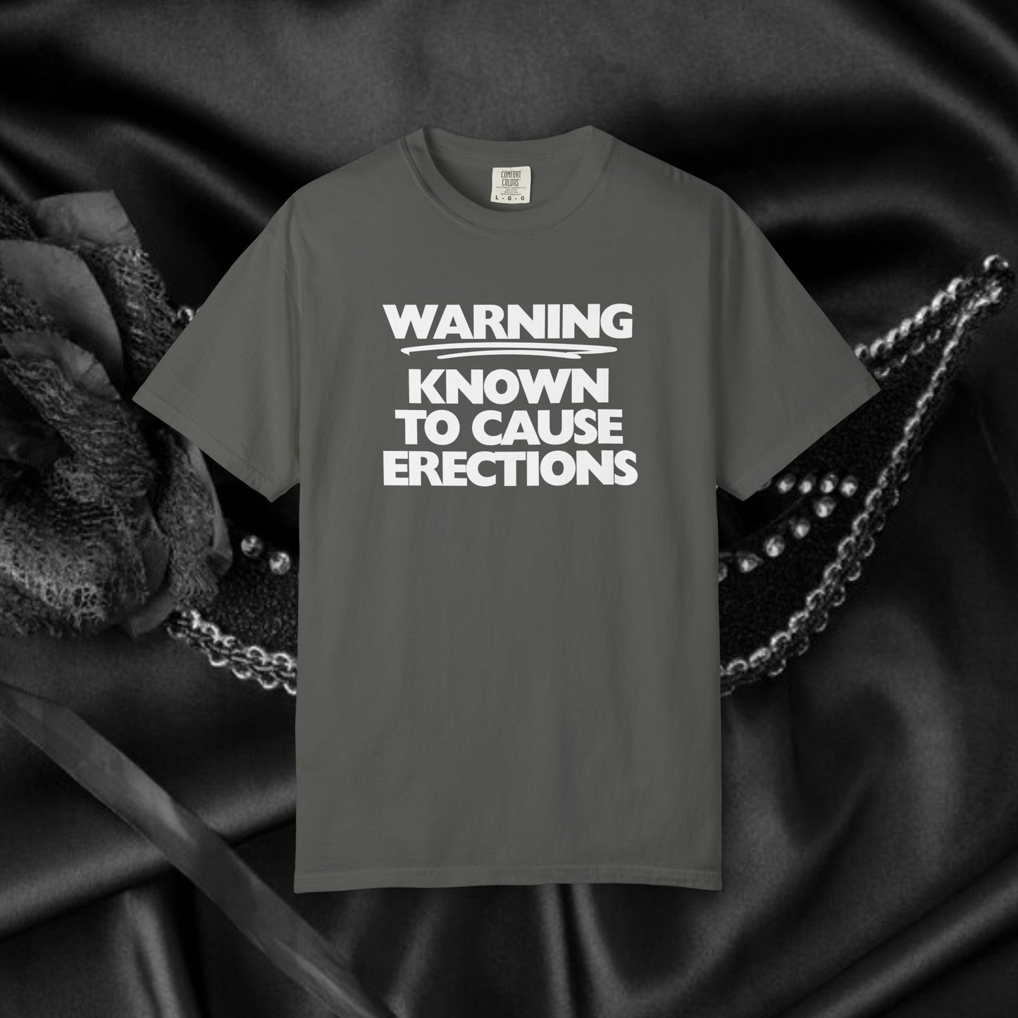 Naughty Shirt – WARNING Known to Cause Erections Adult Garment-Dyed Comfort Colors Tee