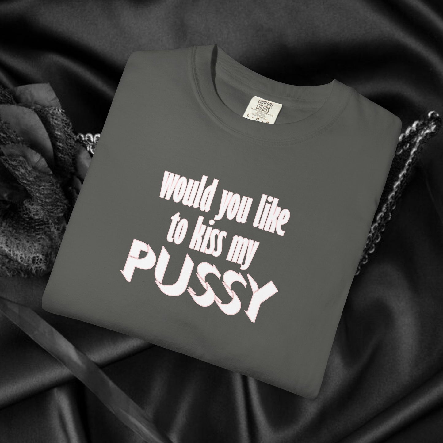 Would you like to kiss My Psssy T-Shirt, Inappropriate tshirt, NSFW Comfort Color Pepper tee