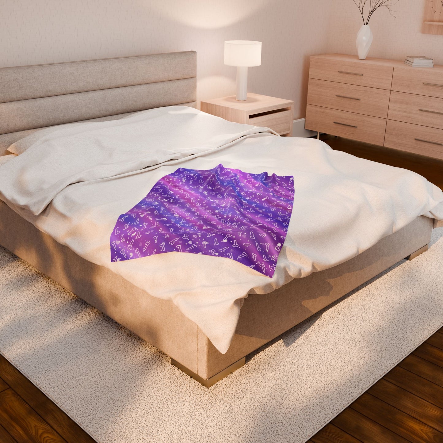 Penis Blanket with White Hearts | Fun Adult Beach Blanket | Offensive Gag Gift