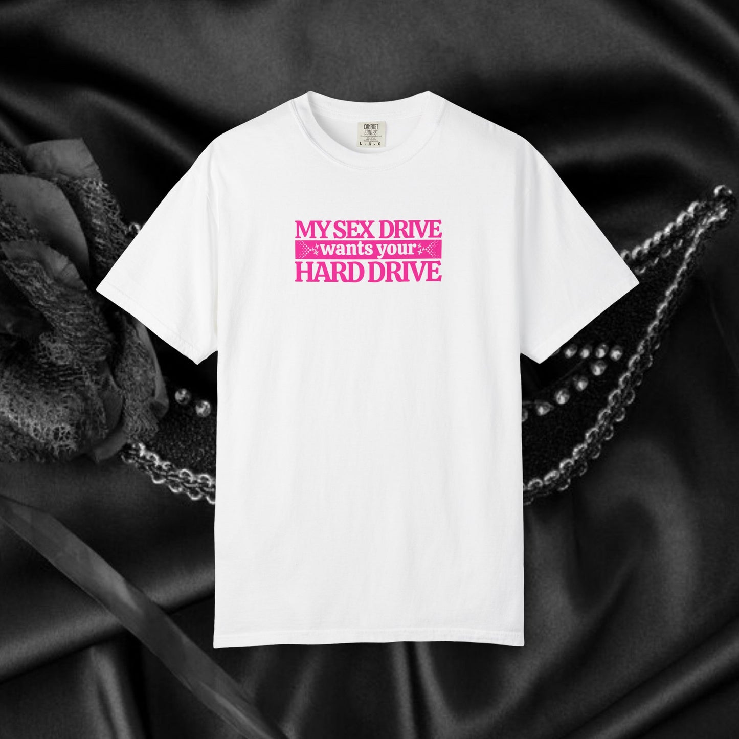 My Sex Drive Wants Your Hard Drive Naughty Women's Shirt – Suggestive Tee, Funny Gift, Sexy Apparel, Playful Party T-Shirt