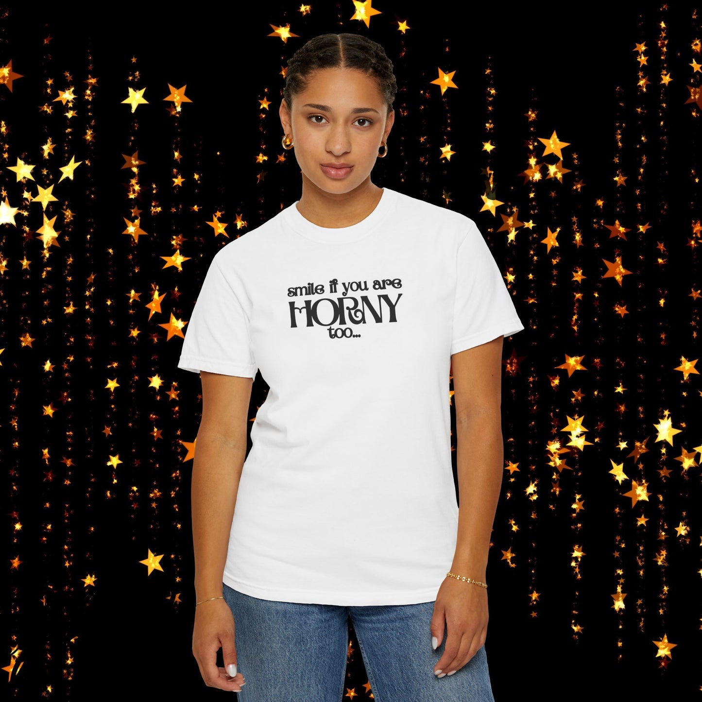 Smile If You Are Horny Too Naughty Women's Shirt – Fun Wife Gift, Offensive Comfort Colors NSFW T-Shirt, Dirty Joke Tee, Rude Ladies Top