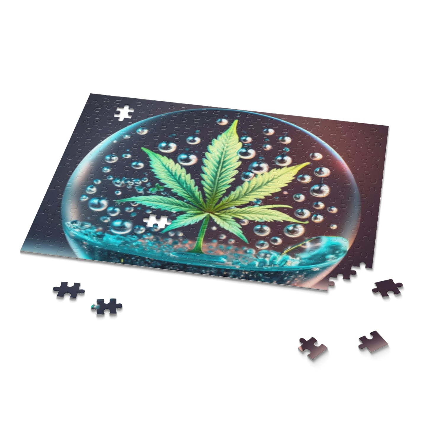 Couch Trip Puzzle – Dreamy Bubble Art with Leaf in Glass Orb | Funny Trippy Jigsaw Gift for Adults