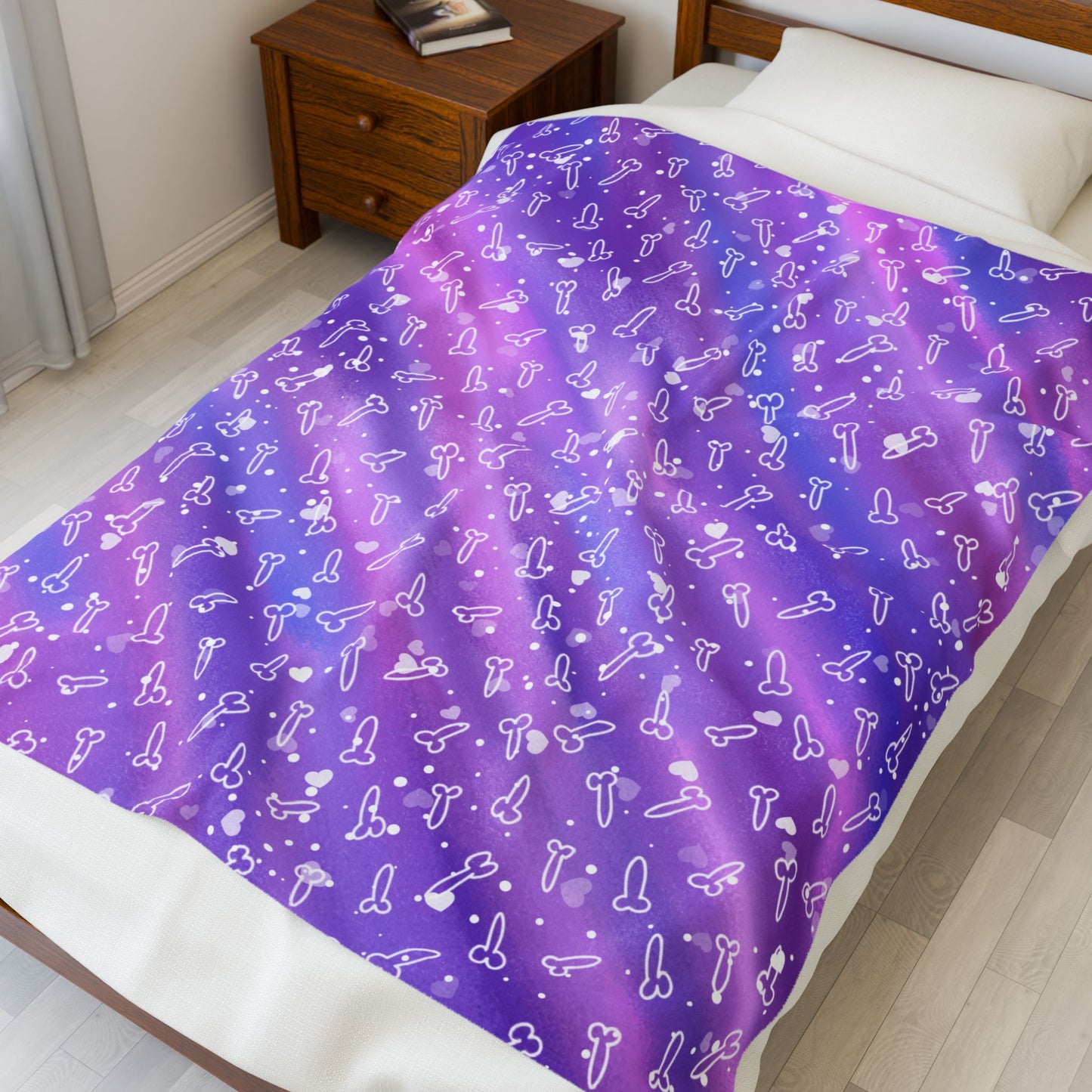 Penis Blanket with White Hearts | Fun Adult Beach Blanket | Offensive Gag Gift