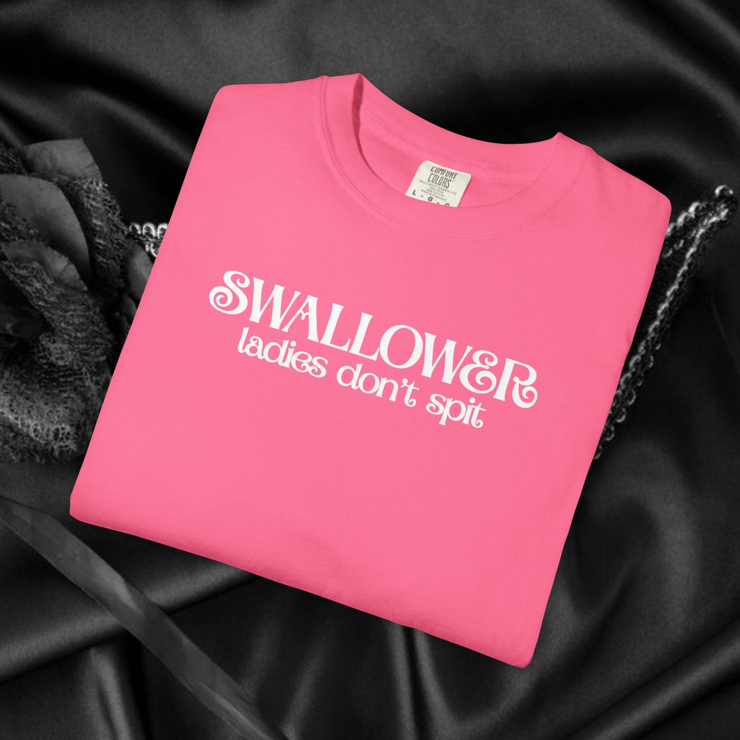 Naughty Swallower T-Shirt – Funny Oral Sex Tee for Women – Dirty Adult Humor Gift