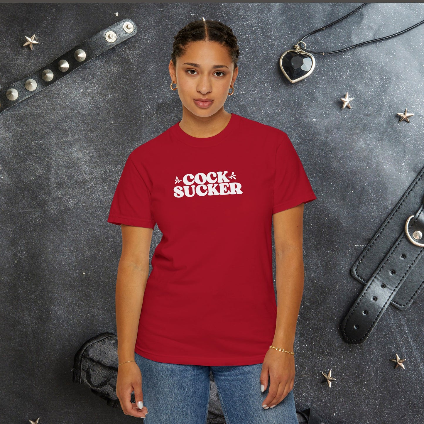C*ck Sucker Offensive Ladies Comfort Colors T-Shirt – Hot Wife NSFW Party Tee