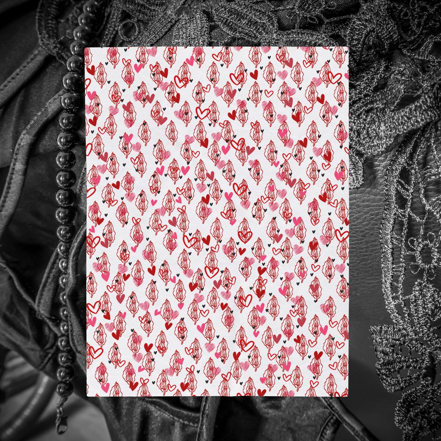 Vagina & hearts Print Blanket, Sexy Lesbian or Bachelorette Gift, Body Positive Women female gift