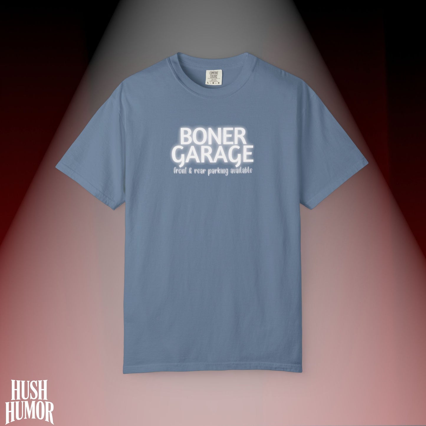 Boner Garage T-Shirt | Funny Naughty Graphic Tee for Women | Raunchy Dirty Suggestive Shirt | NSFW Inappropriate Sex Humor Shirt