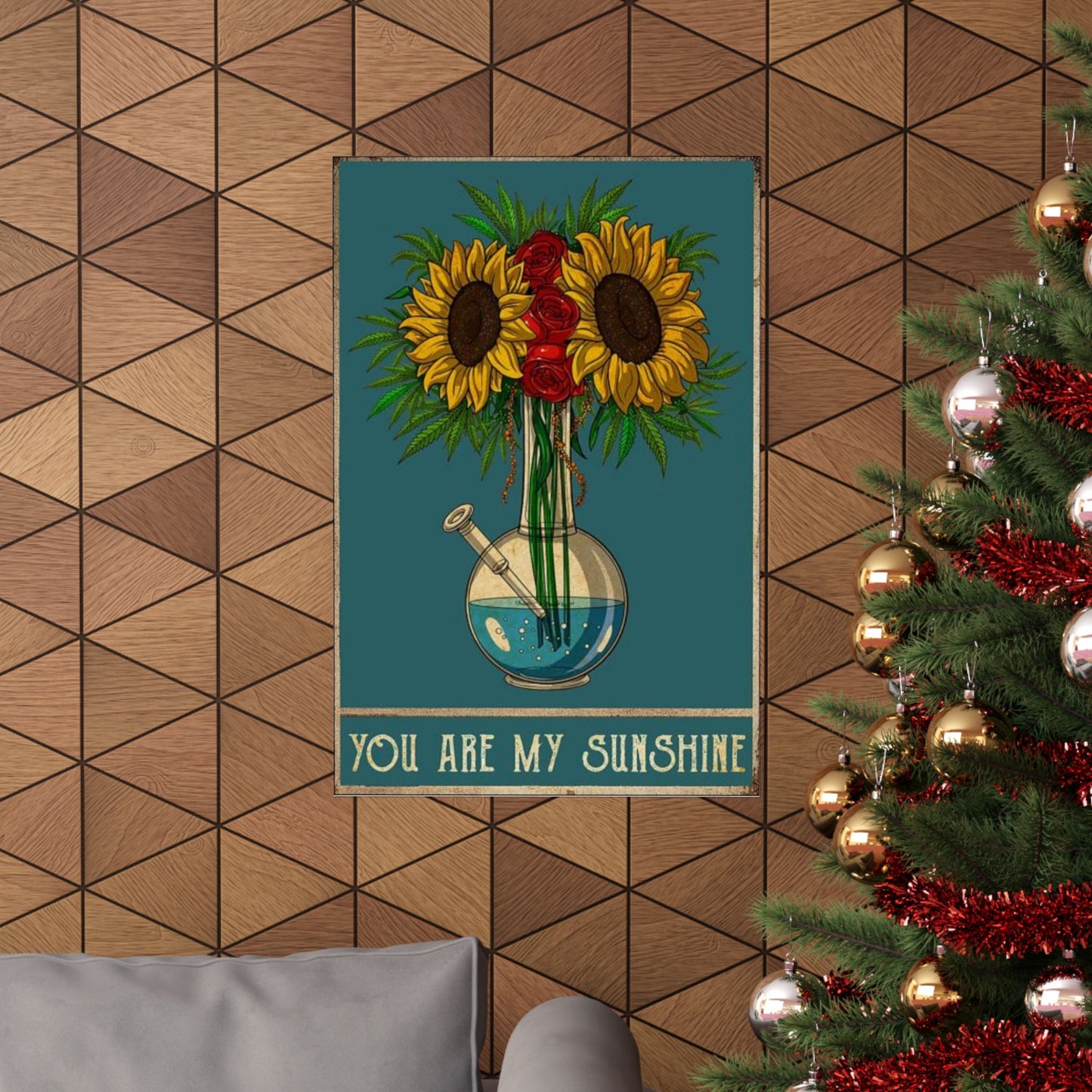 Flower Power Pot Poster – You Are My Sunshine Weed Wall Art, Sunflower Stoner Decor