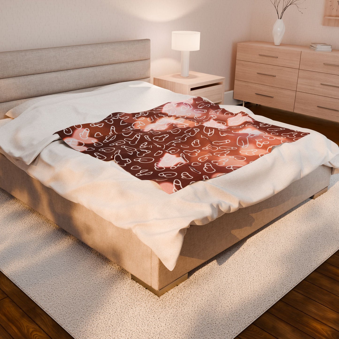 Soft Plush penis and glowing hearts blanket humorous cozy d*ck blanket gag gift soft warm dong throw